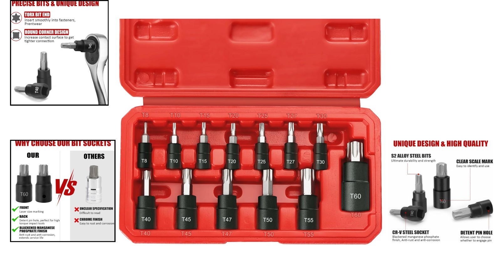 13-Piece High-Quality Torx Bit Socket Set with Secure Storage – S2 Steel & CR-V