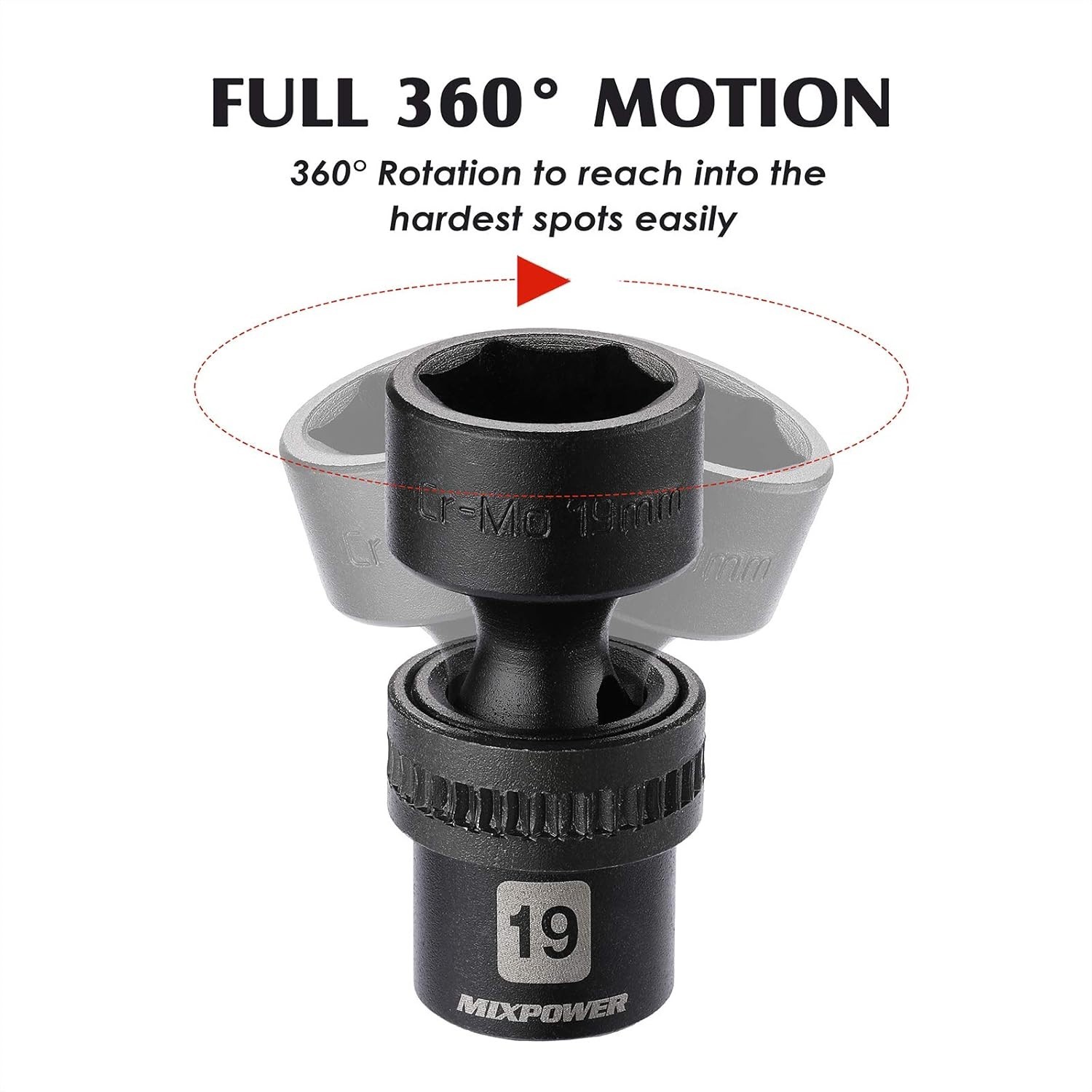 Universal 3/8″ Drive Shallow Impact Socket Set – 10 Pieces with Wobble Design