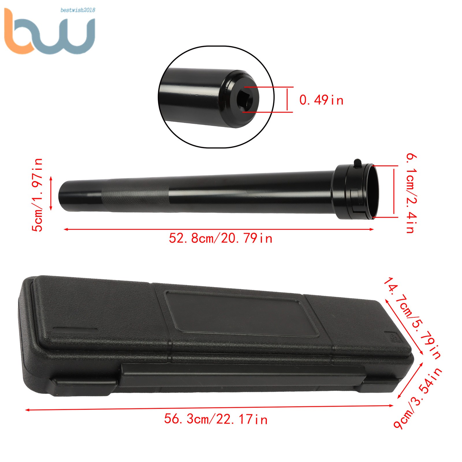 Inner Tie Rod Removal Installation Tool with 12 SAE & Metric Crowfoot Adapters