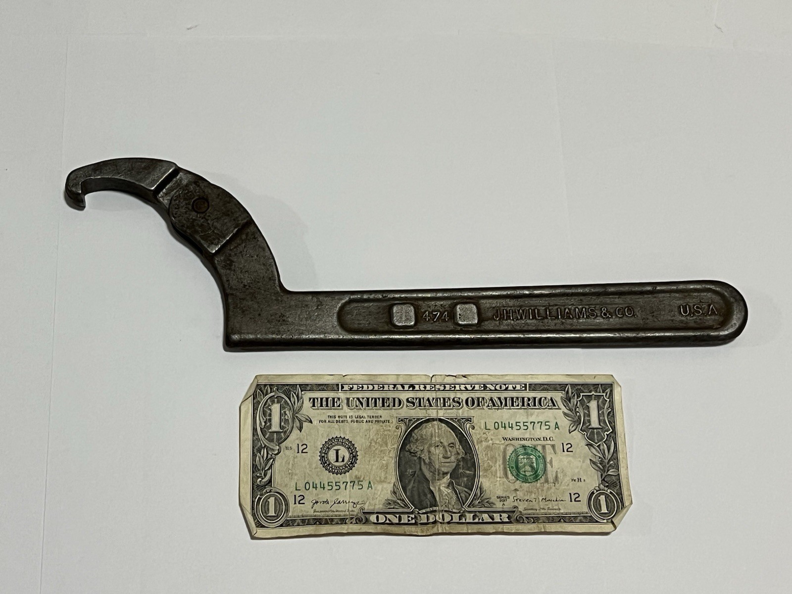 JH Williams & Co 474 Adjustable Hook Spanner Wrench 2″ – 4-3/4″ USA