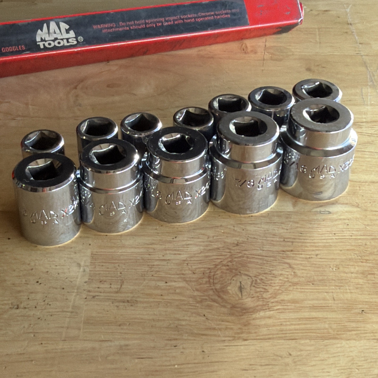 Mac Tools SAE Shallow Socket Set 3/8″ Drive 6 Point 12pc W/ Tray SX126TR USA