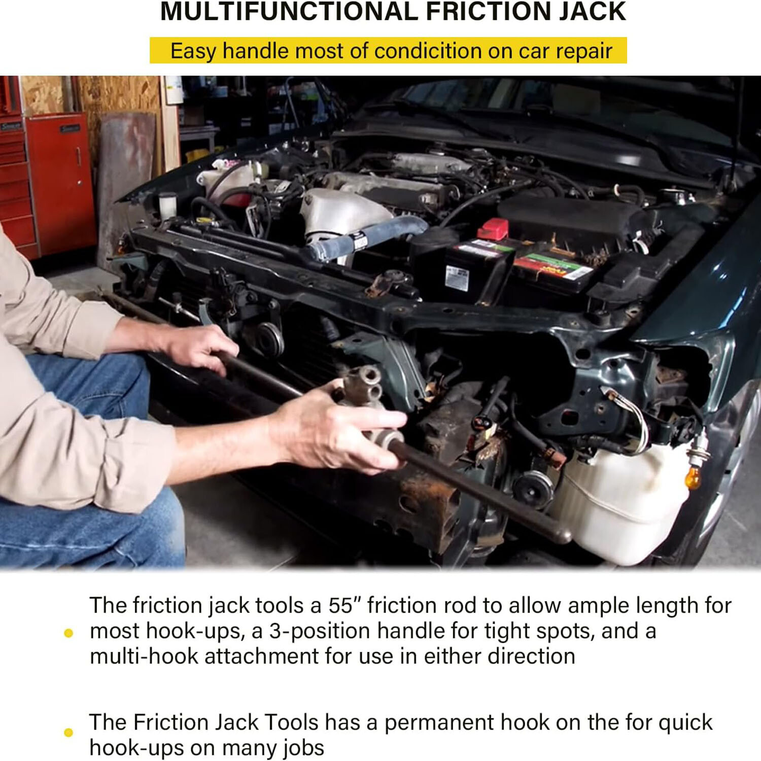 Monkey-On-A-Stick Jack Auto Body Push Pull Friction Jack Alignment Tool 77043