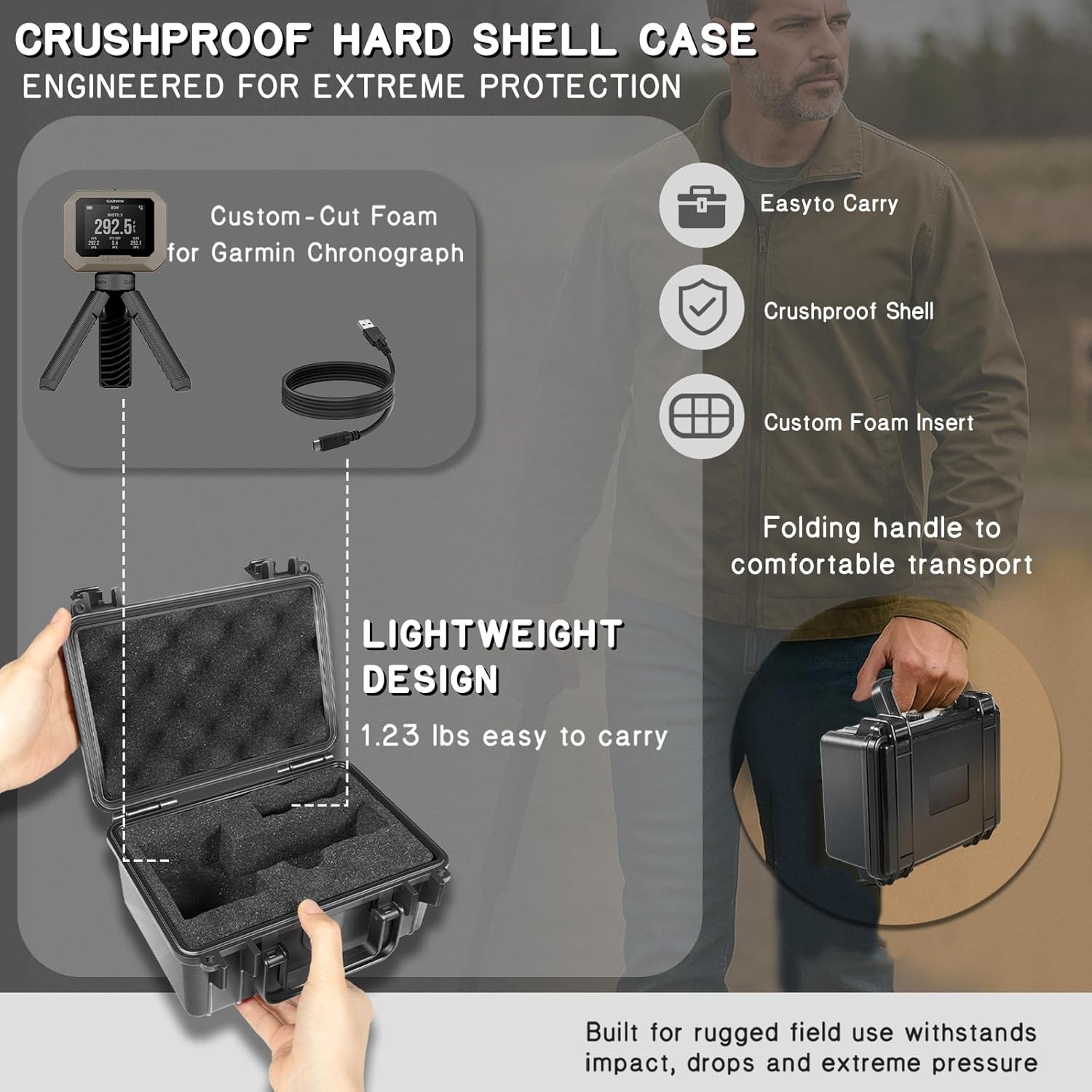 Heavy Duty Shockproof Hard Carrying Case for Garmin Xero C1 Pro Chronograph