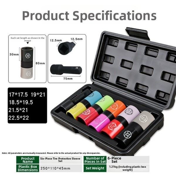 Tire Socket Set Lug Nut Protector Chrome-Alloy Steel Black Phosphorus Finish