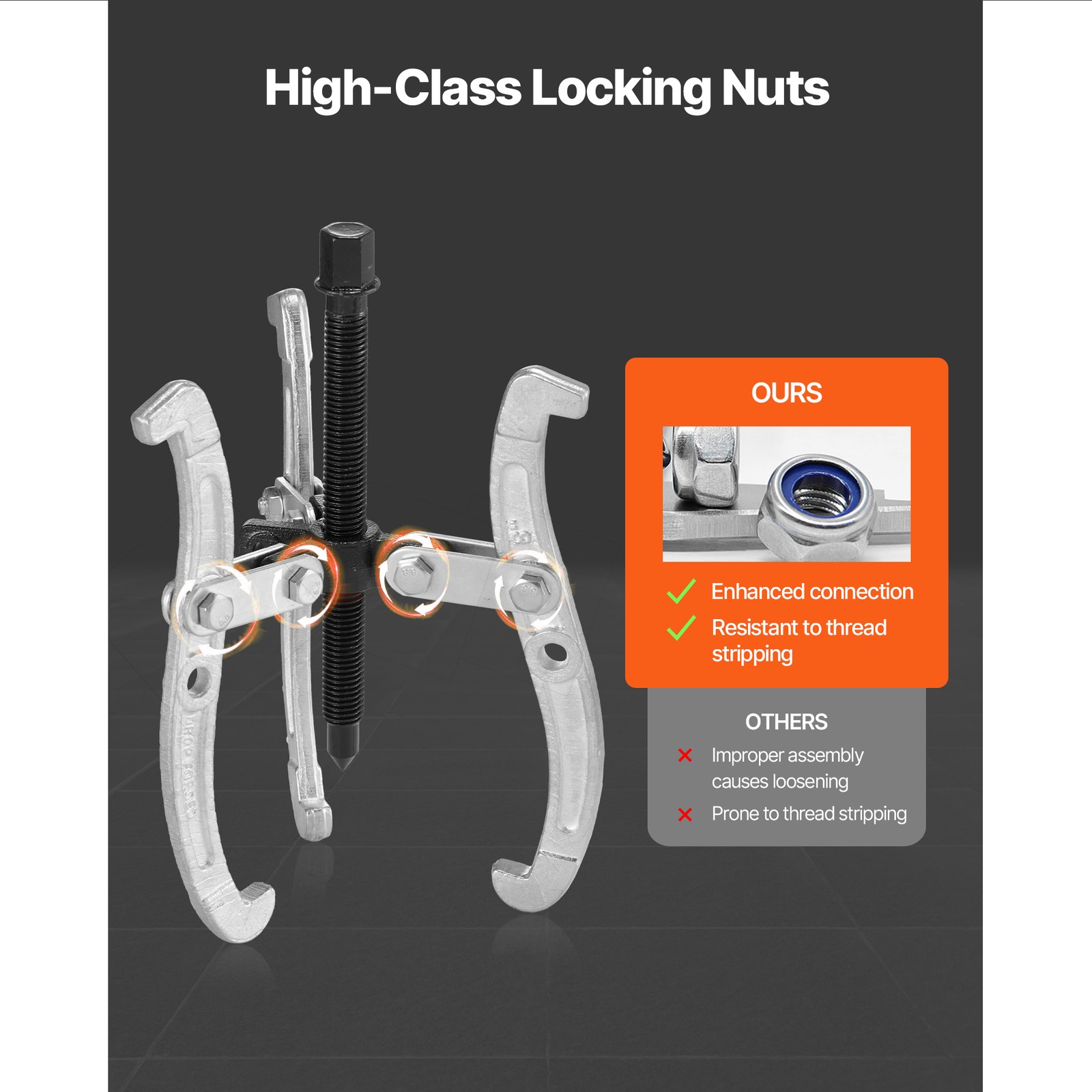 Uimoso 4-Piece Gear Puller Set with 3-Jaw Design – Sizes 3 in, 4 in, 6 in, 8 in