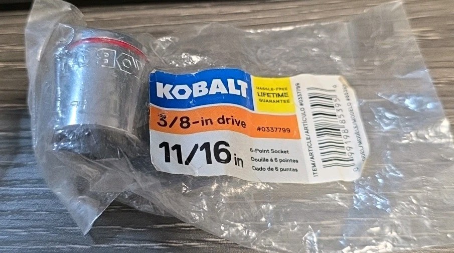 NIP Kobalt 11/16 in – 3/8 inch Shallow Drive Socket – 6 Point