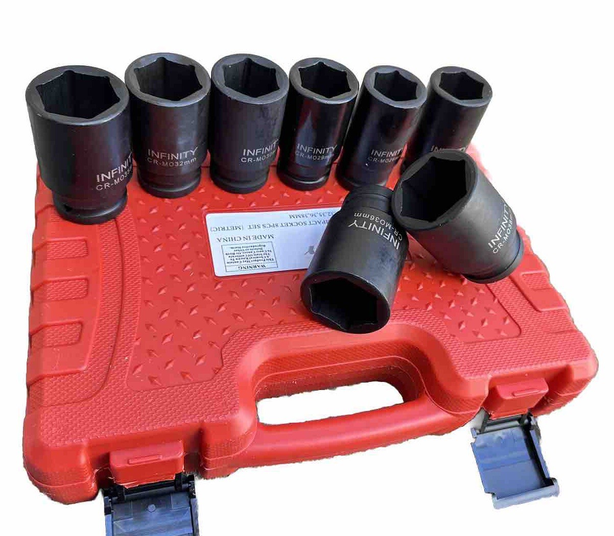 8 Pcs 3/4” Dr. Deep Impact Socket Set CR-MO Metric 6-Point 26mm ~38mm