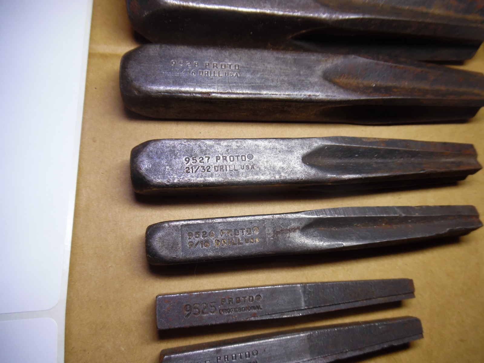 Vintage PROTO Tools 9529 9528 9527 9526 9525 9524 SCREW EXTRACTORS Set Of 9