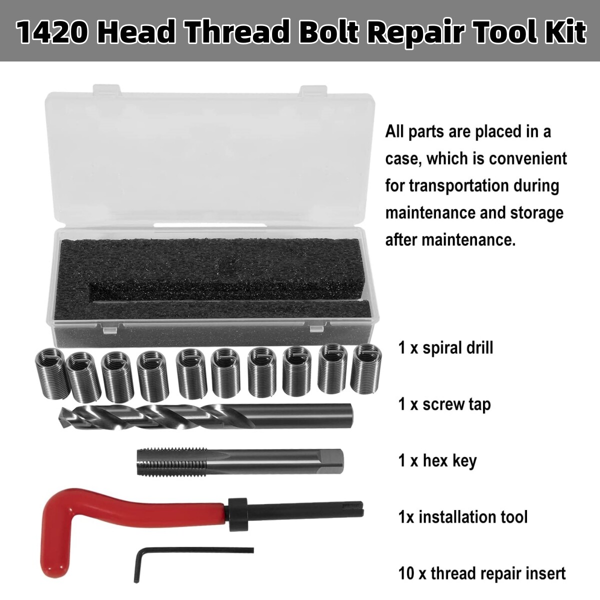 1420 Engine Cylinder Head Bolt Repair Tool Kit M11.5mm x 1.5 For Toyota Honda