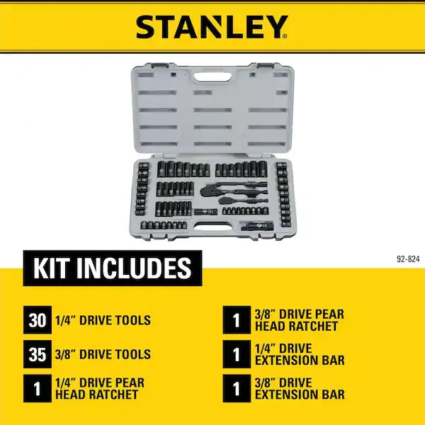 Black Metric SAE Chrome Reversible Ratchet Socket Set 69 Piece 6 Point