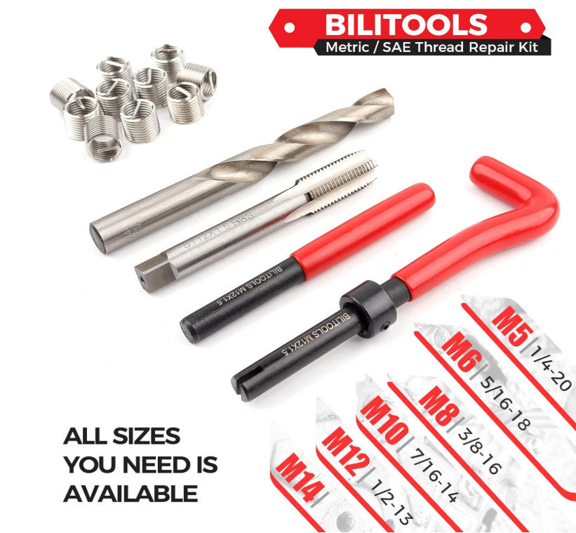 M12x1.25 Thread Repair Kit, HSS Drill Helicoil Repair Kit Metric
