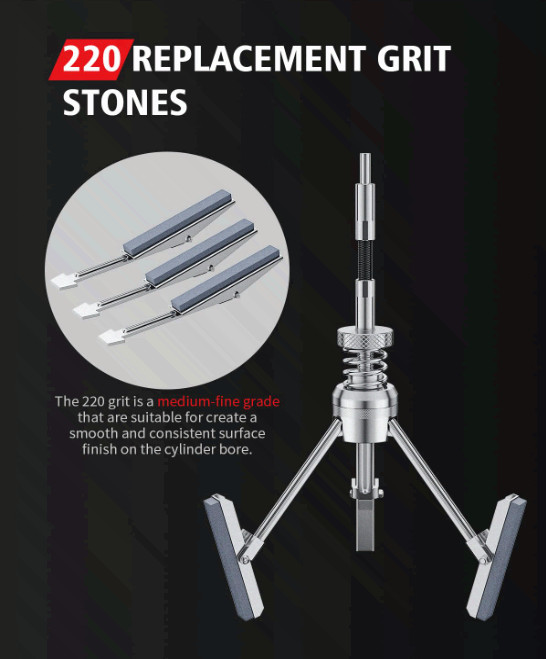 Kolvoii Cylinder Hone Tool Set 3/4-7in Engine Honing Kit w/Stones 220 Grit
