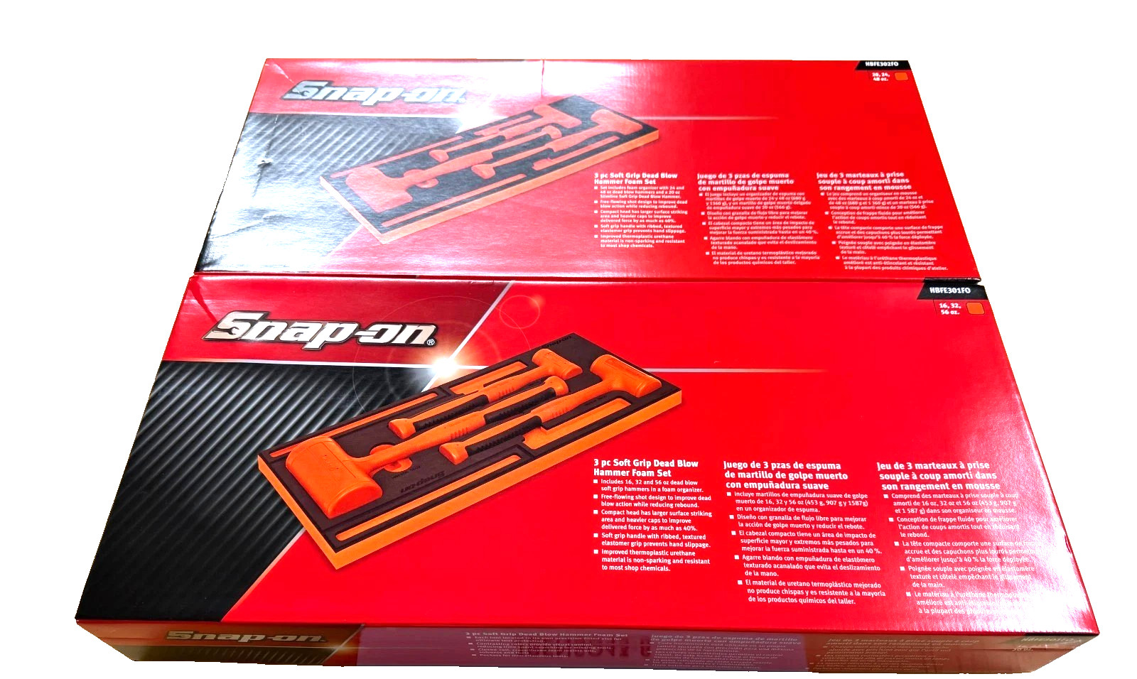 New Snap-on™ HBFE6FO 16 20 24 32 48 56 oz 6-pc Orange Dead Blow Hammer Foam Set