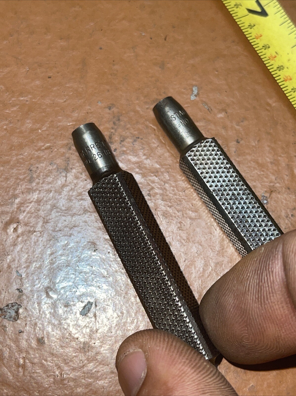 Vintage Starrett USA 264B Short Stubby Center Punch Set Knurled Grip 2 Piece
