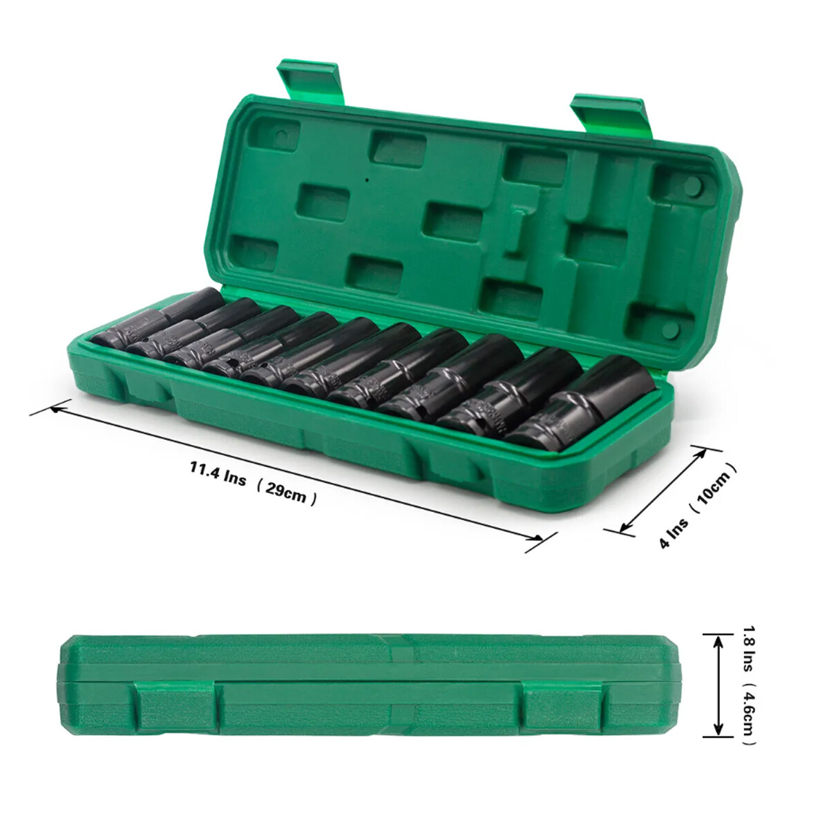 10PCS 1/2″ Deep Impact Socket Set Drive 6 Point Metric Garage Tool 10 – 24mm US