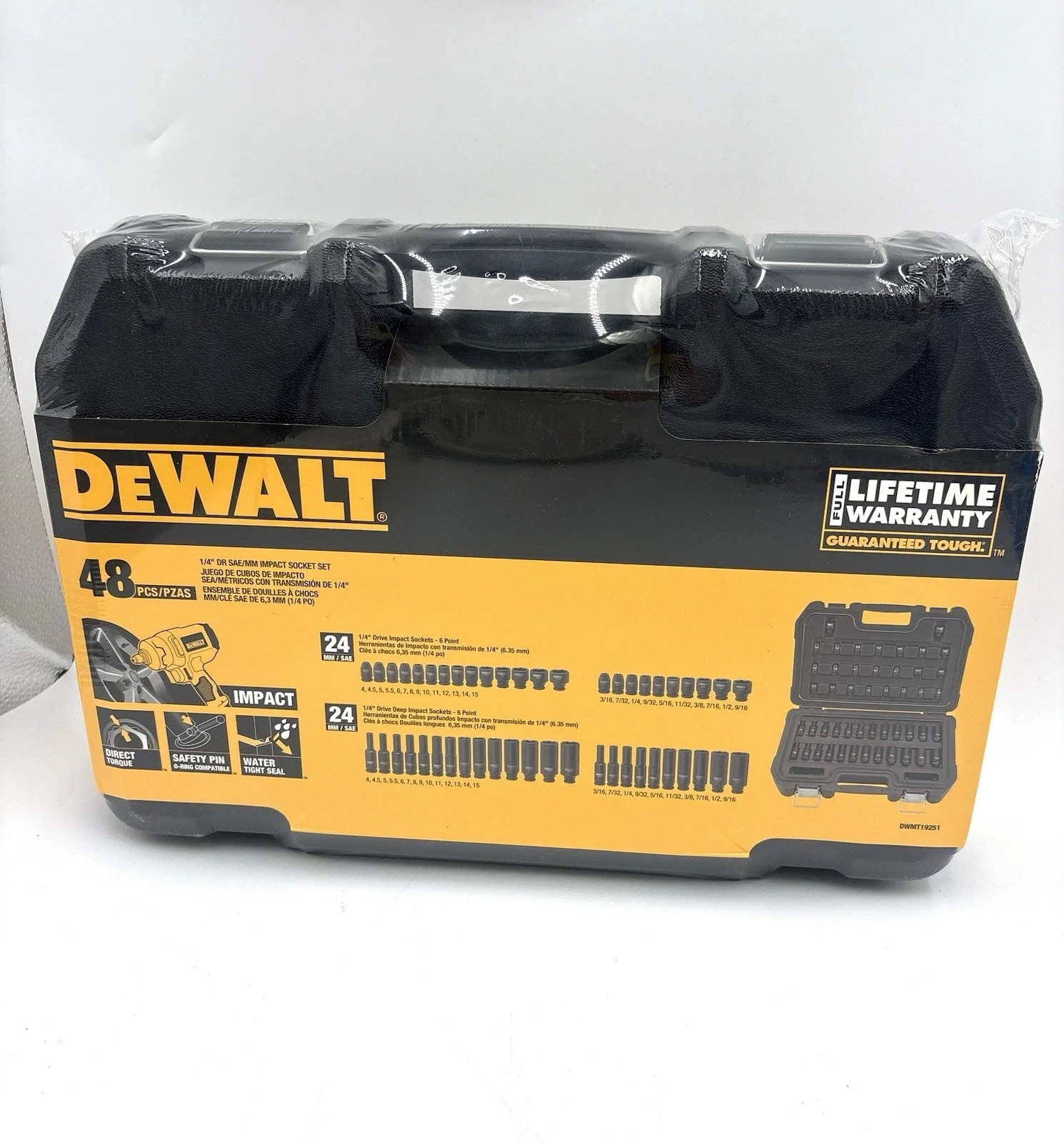 DeWALT 48 PC 1/4″ Drive Black Oxide Metric SAE Impact Socket Set DWMT19251