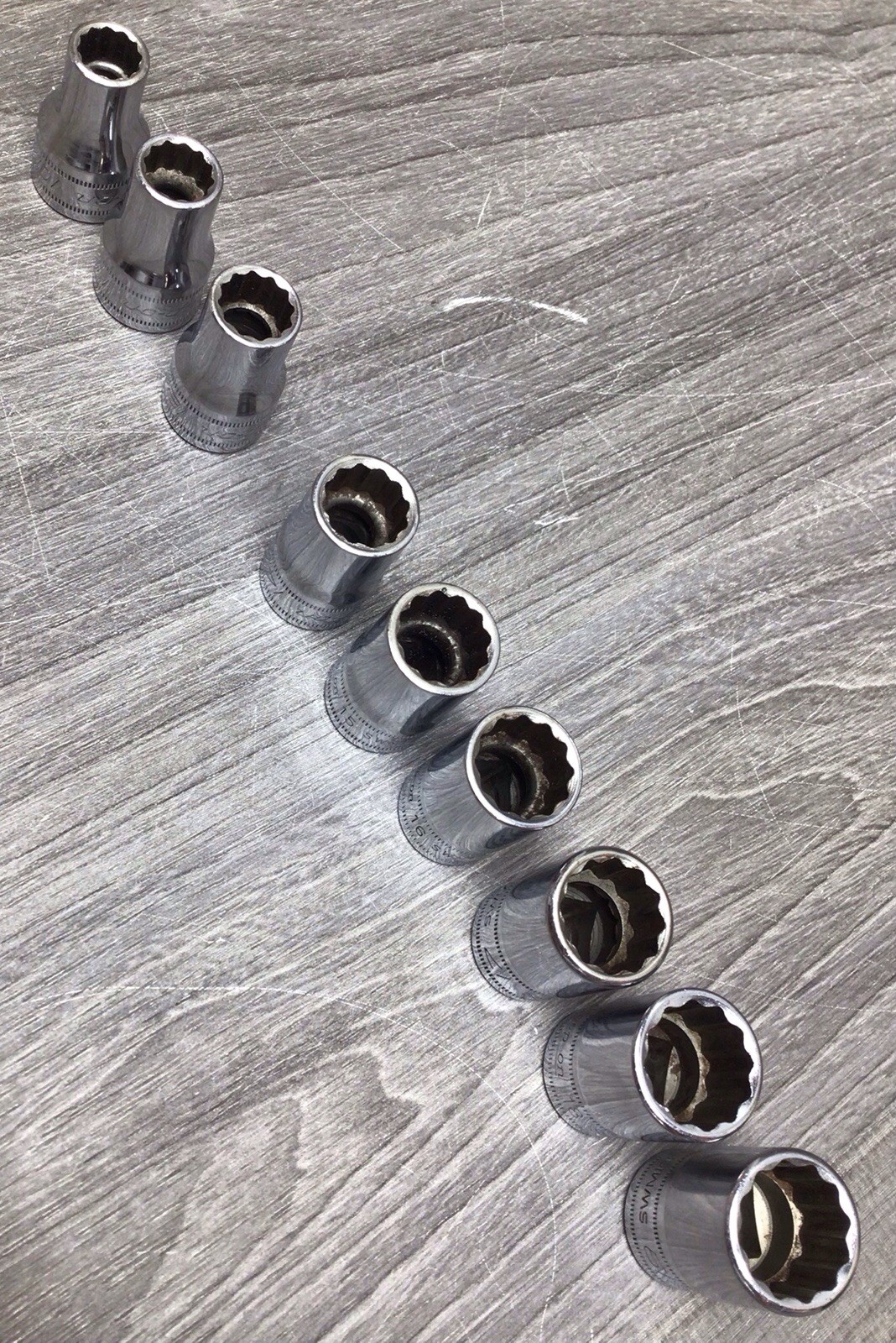 Snap-On SWM Series 1/2″ Drive 12-Point Shallow 9 Pcs Socket Set 10-19mm (1 miss)