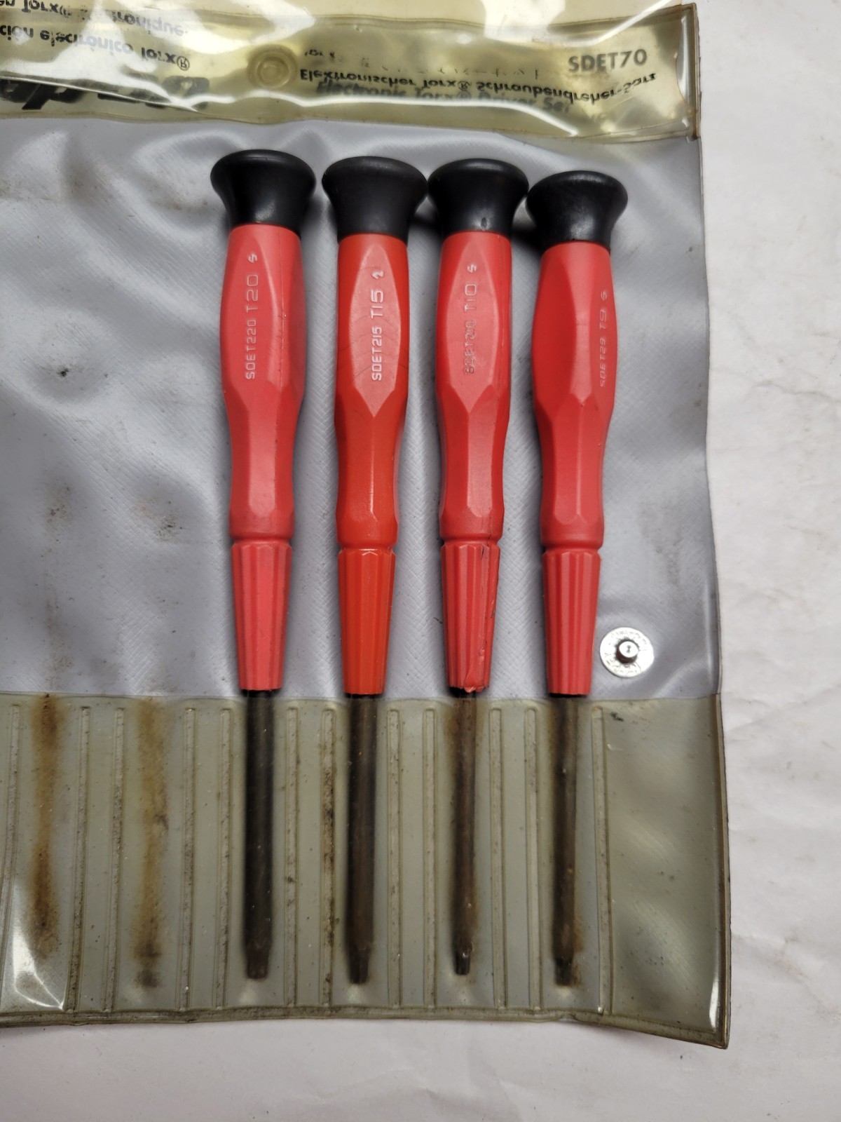 Snap-on SDE70 4pc Miniature Electronic Screwdriver TORX Set USA T9,T10,T15,T20