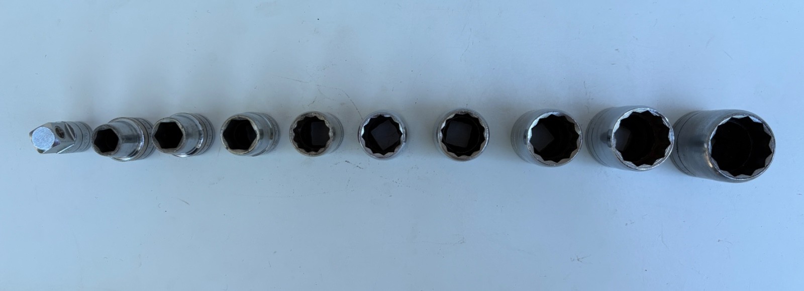 SK S-K Tools 1/2″ Drive SAE 12 Point & 6 Point Sockets + Adapter – 10 Piece Set