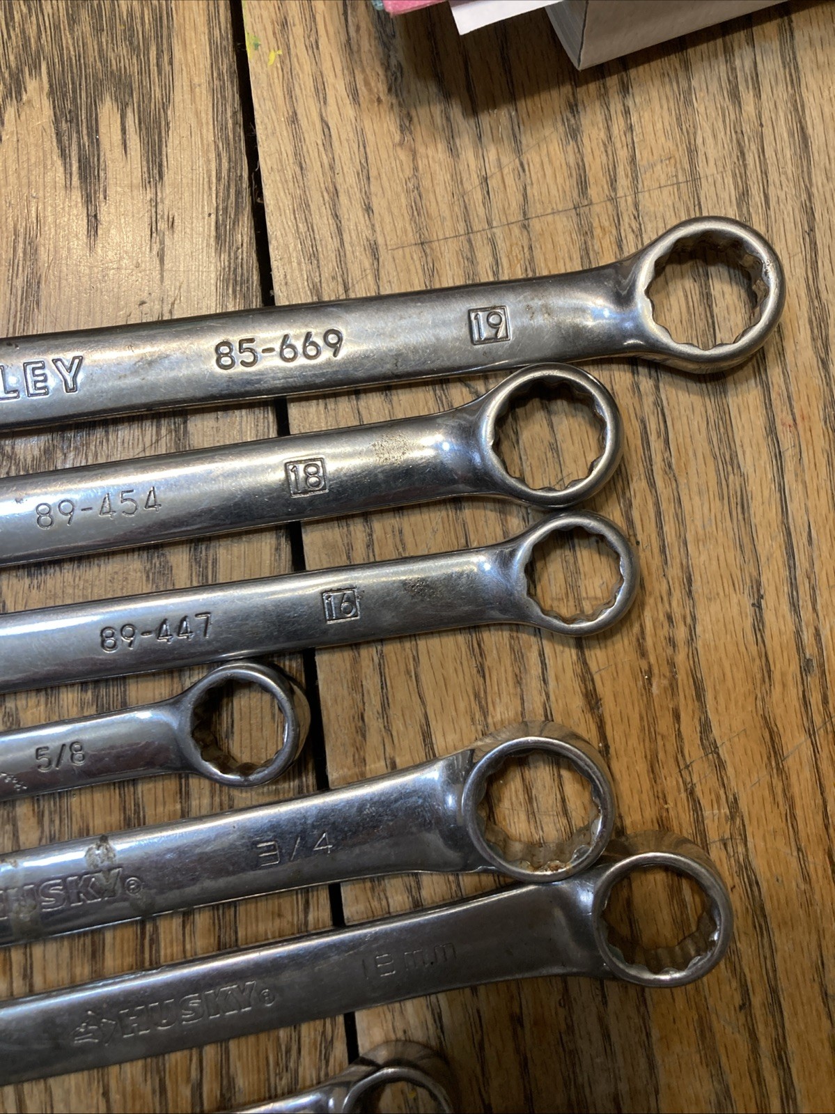 Stanley Kobalt Husky Large SAE Metric Combination Wrench Mixed Lot Of 9