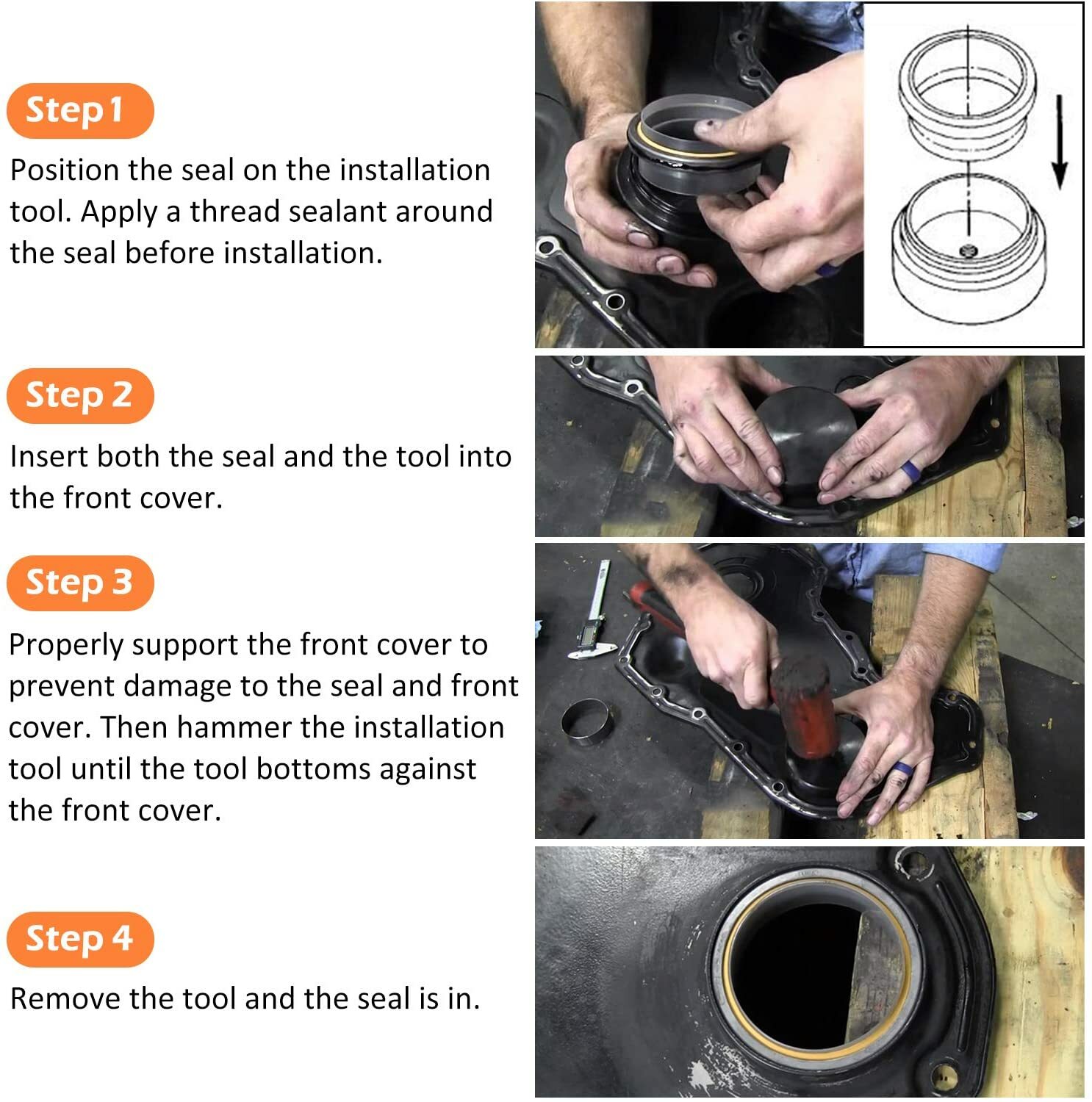 Front Cover Crankshaft Seal Installation Tool fits Dodge Cummins 3.9L 5.9L 6.7L