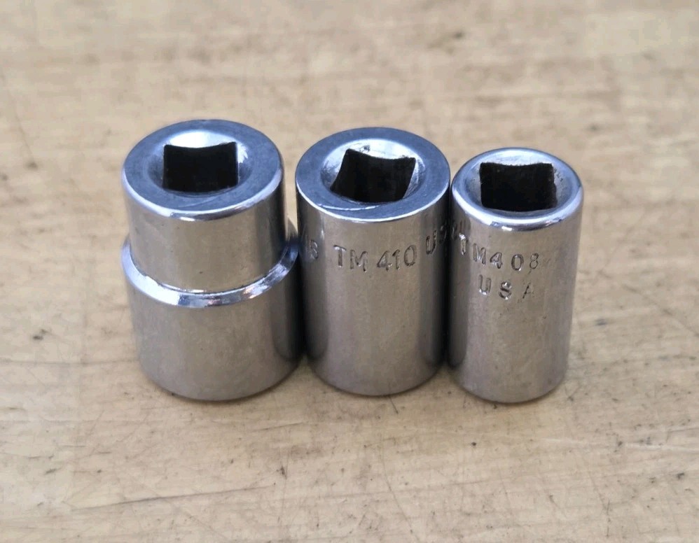 Snap On TM412, 410, 408-1/4″ Dr 3 Pc SAE 8 Pt Double Square Sockets 1/4,5/16,3/8