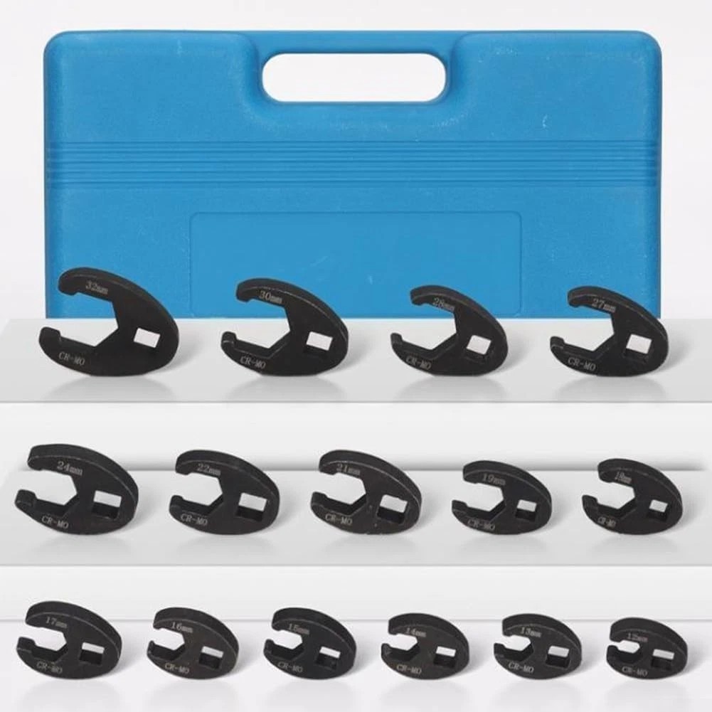 19PCS Crows foot Wrench Set 1/2″ and 3/8” Drive Flare Nut Crowfoot Wrench Set