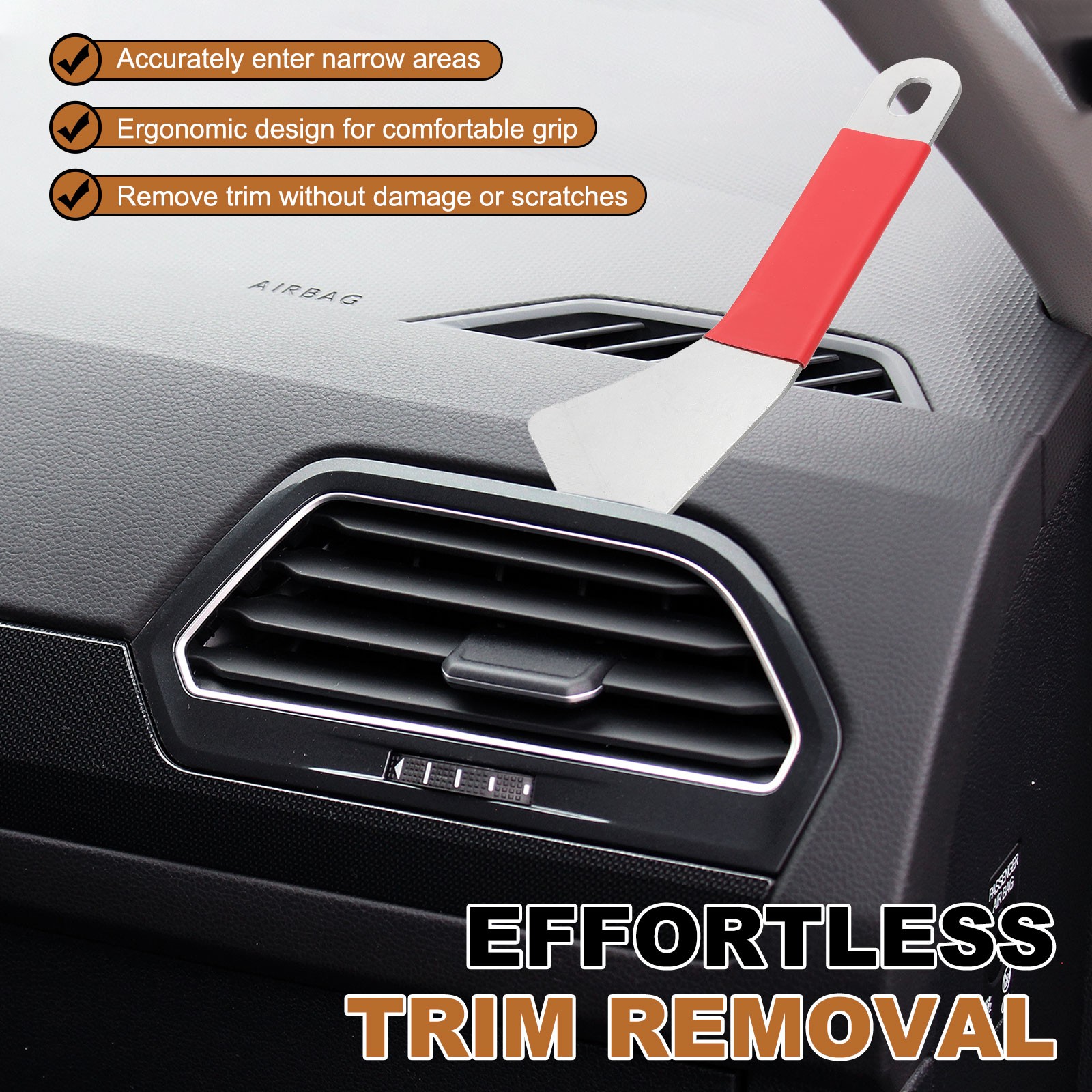 Car Trim Removal Tools 7″ Auto Clip Lifter with Sleeve Hole Pry Bar Tools Black,