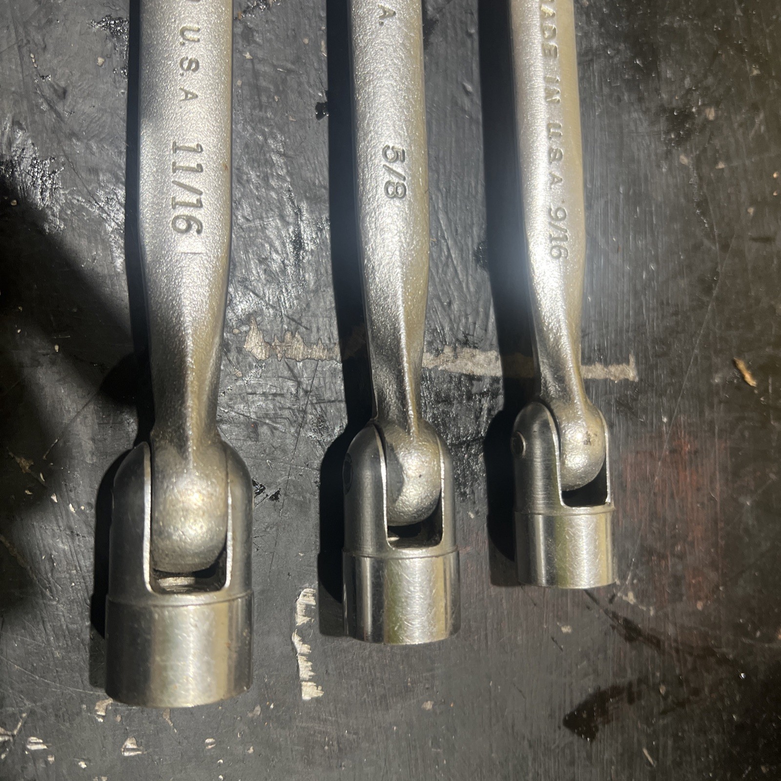 Vintage Easco USA SAE Saltus Flex Socket End Wrenches 9/16-5/8-11/16