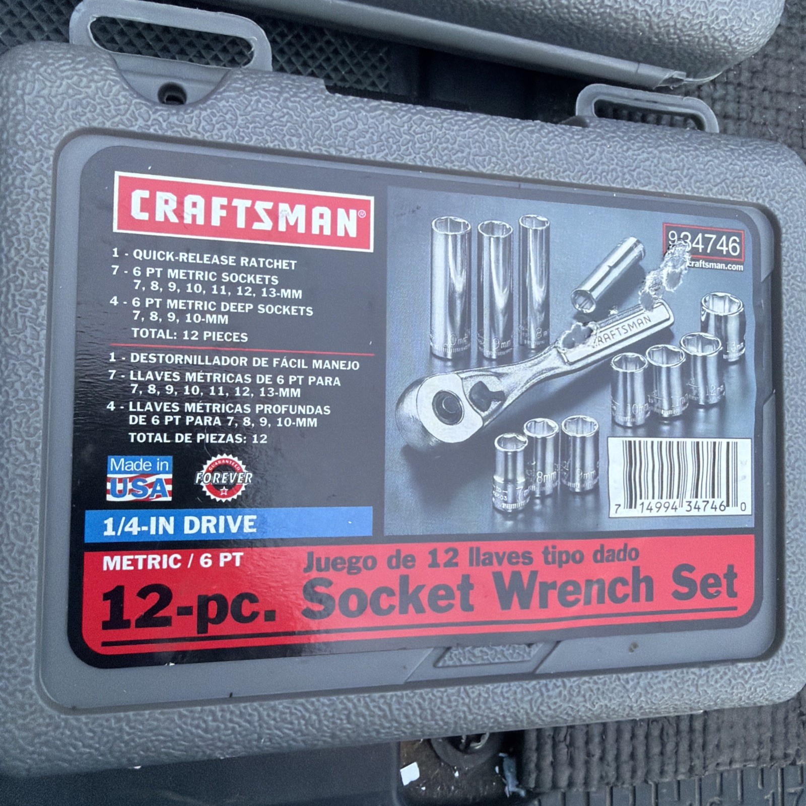 Sears Craftsman NOS Metric 1/4” Drive 6 Point Socket Set CASE ONLY 34746