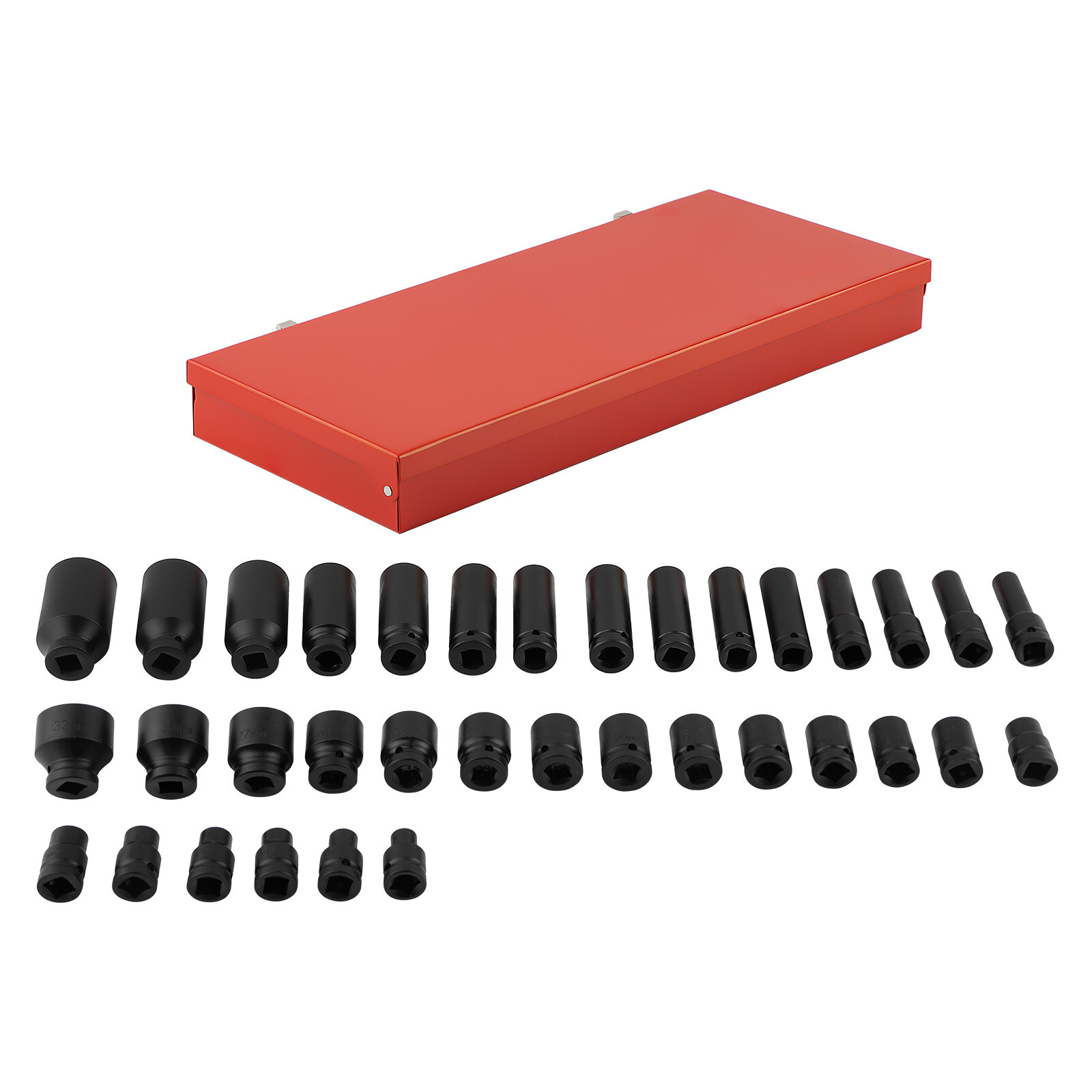 35pc 1/2″ Deep Impact Socket Set Drive 8-32mm 6 Point Metric Garage Tool New
