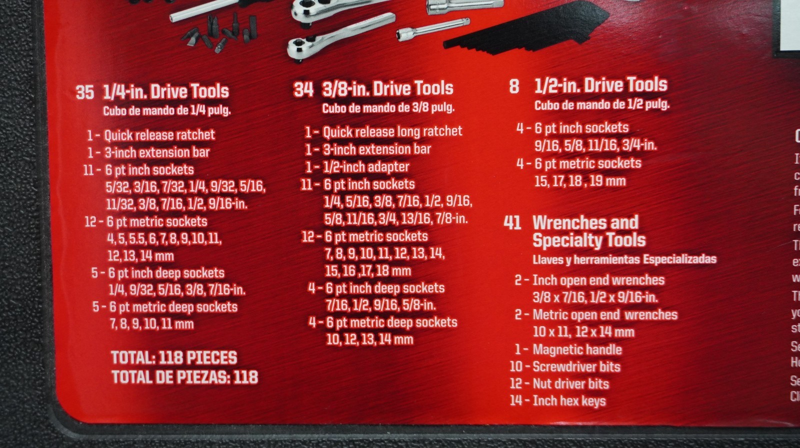 Complete Craftsman 34118 118pc Metric & SAE Socket Set 1/4″ 3/8″ 1/2″ Drive USA