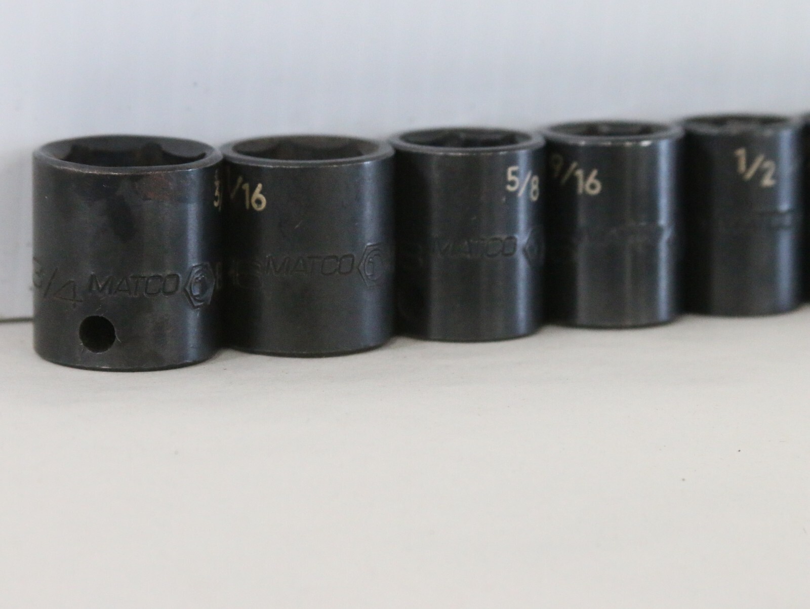 Matco SAE Standard 6 Point Impact Socket Set 5/16″- 3/4″ Pre Owned Free Shipping