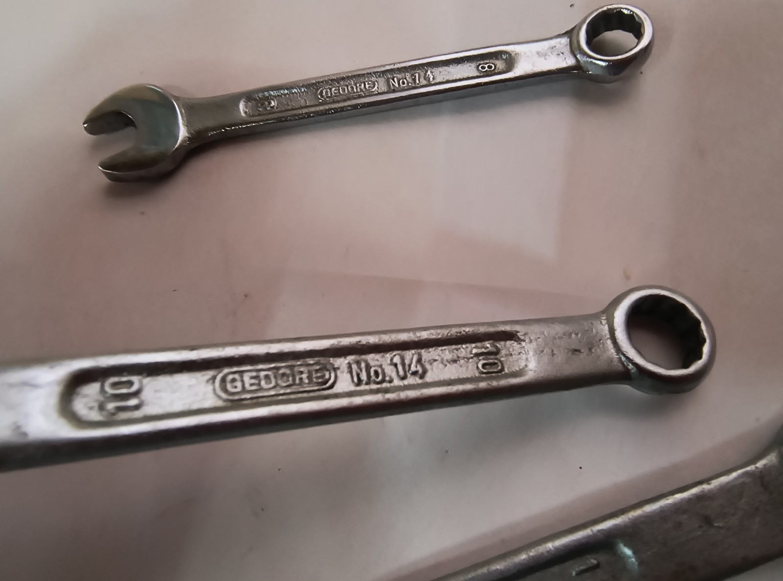 4 Vintage Gedore No. 14 Combination Metric Wrenches 8mm 10mm 14mm 17mm