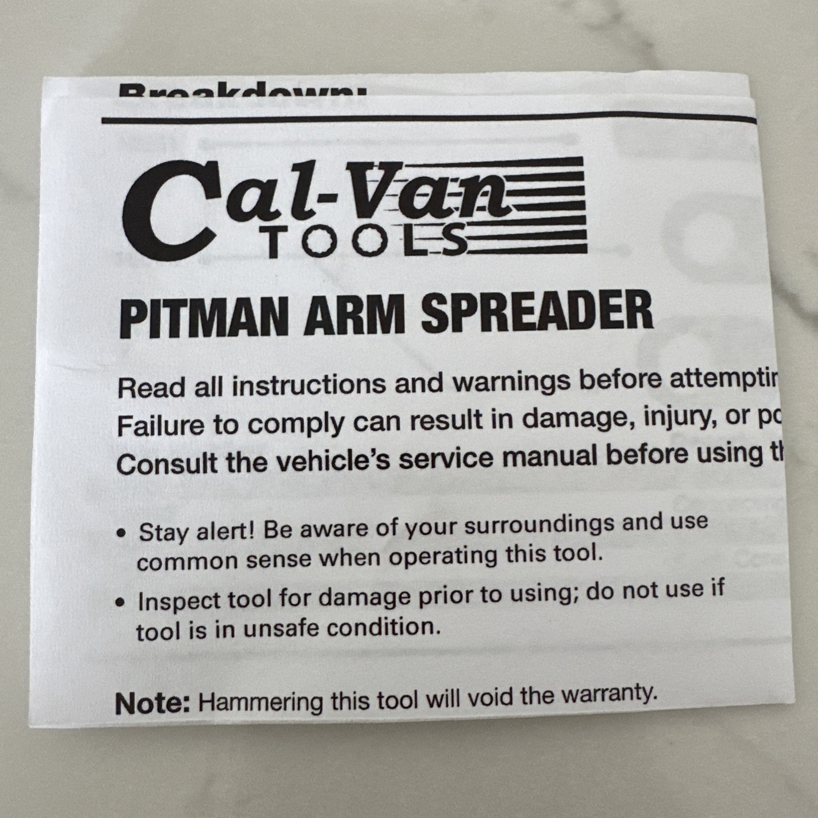 Cal Van Tools 18650 Pitman Arm Spreader Angle Heavy Duty Automotive Tool – New