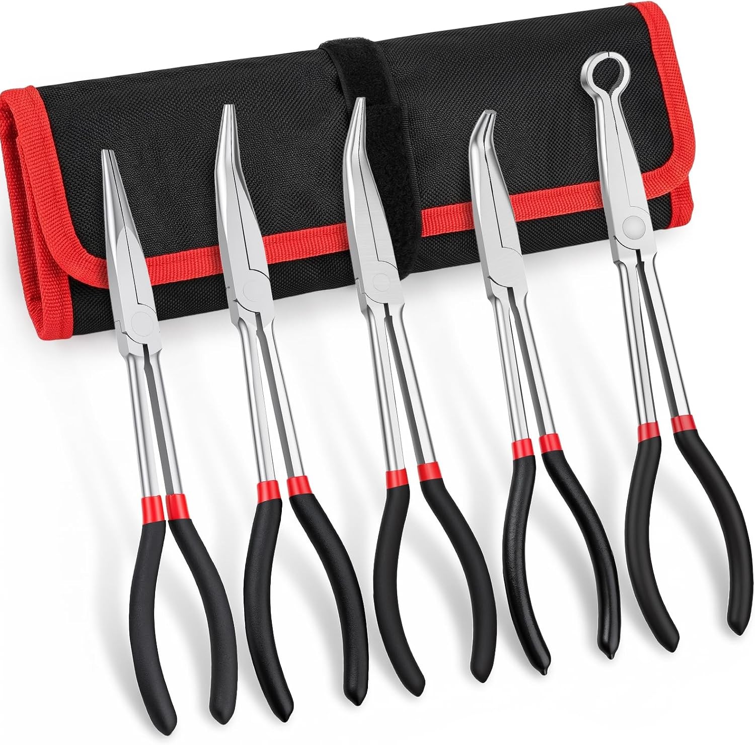 5Pcs 11 Inch Long Reach Needle Nose Pliers Set Precision Long Nose Pliers Kit