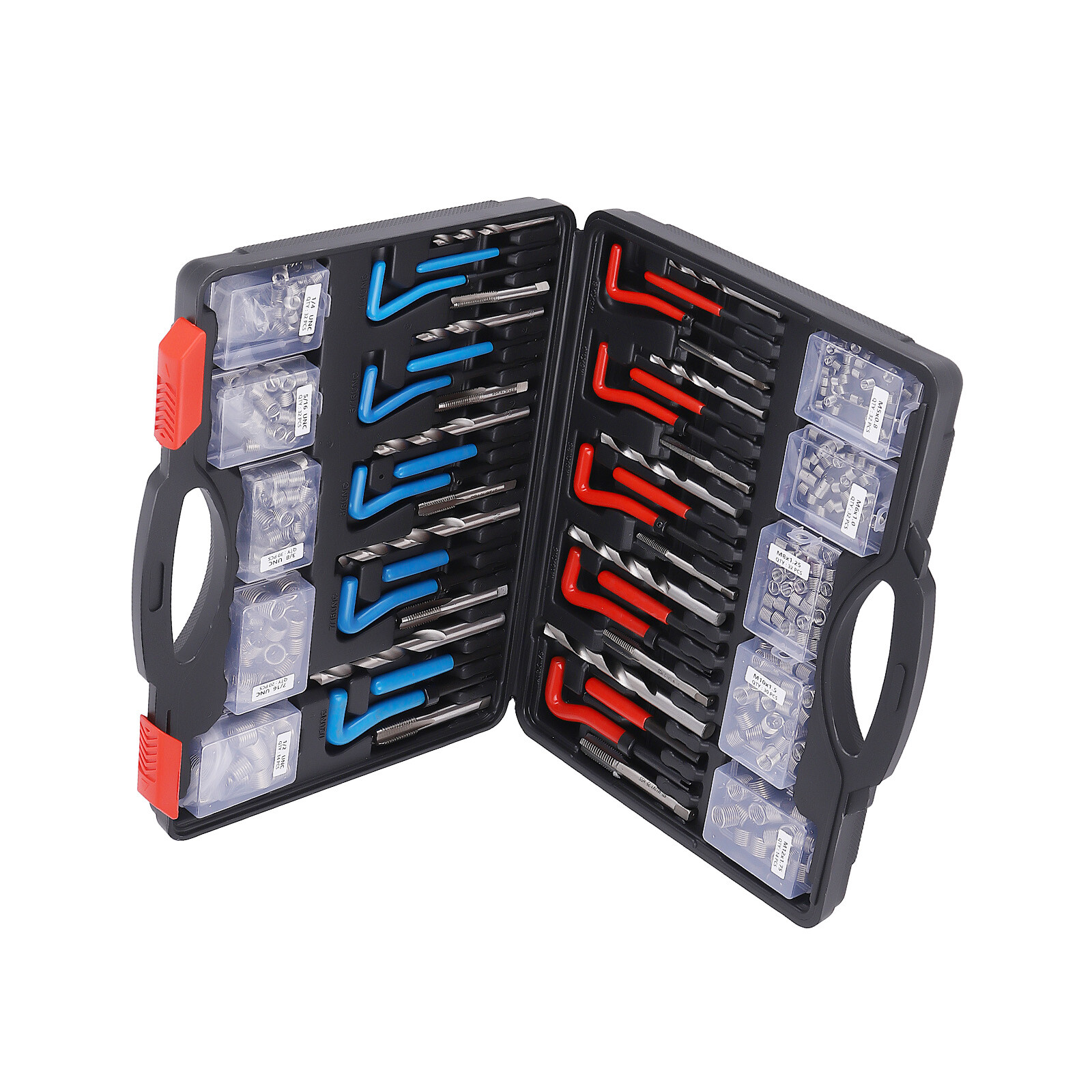 Thread Repair Tool Kit: 320-Piece Metric SAE Heli Coil Rethreading Insert Drill