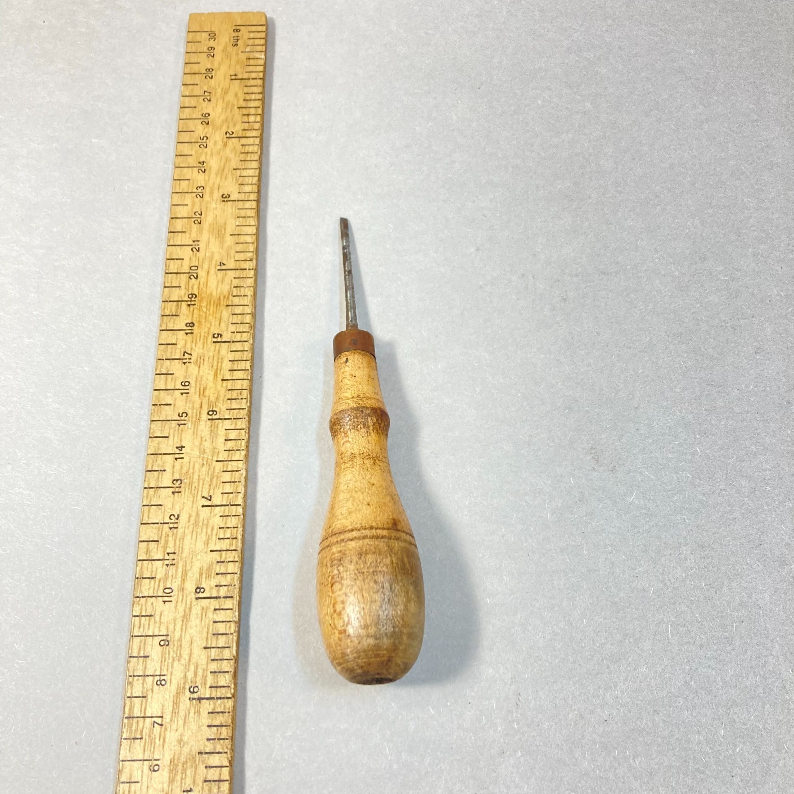 Vintage Screwdriver Fine Flat Tip Wood Handle Jeweler Toolmaker