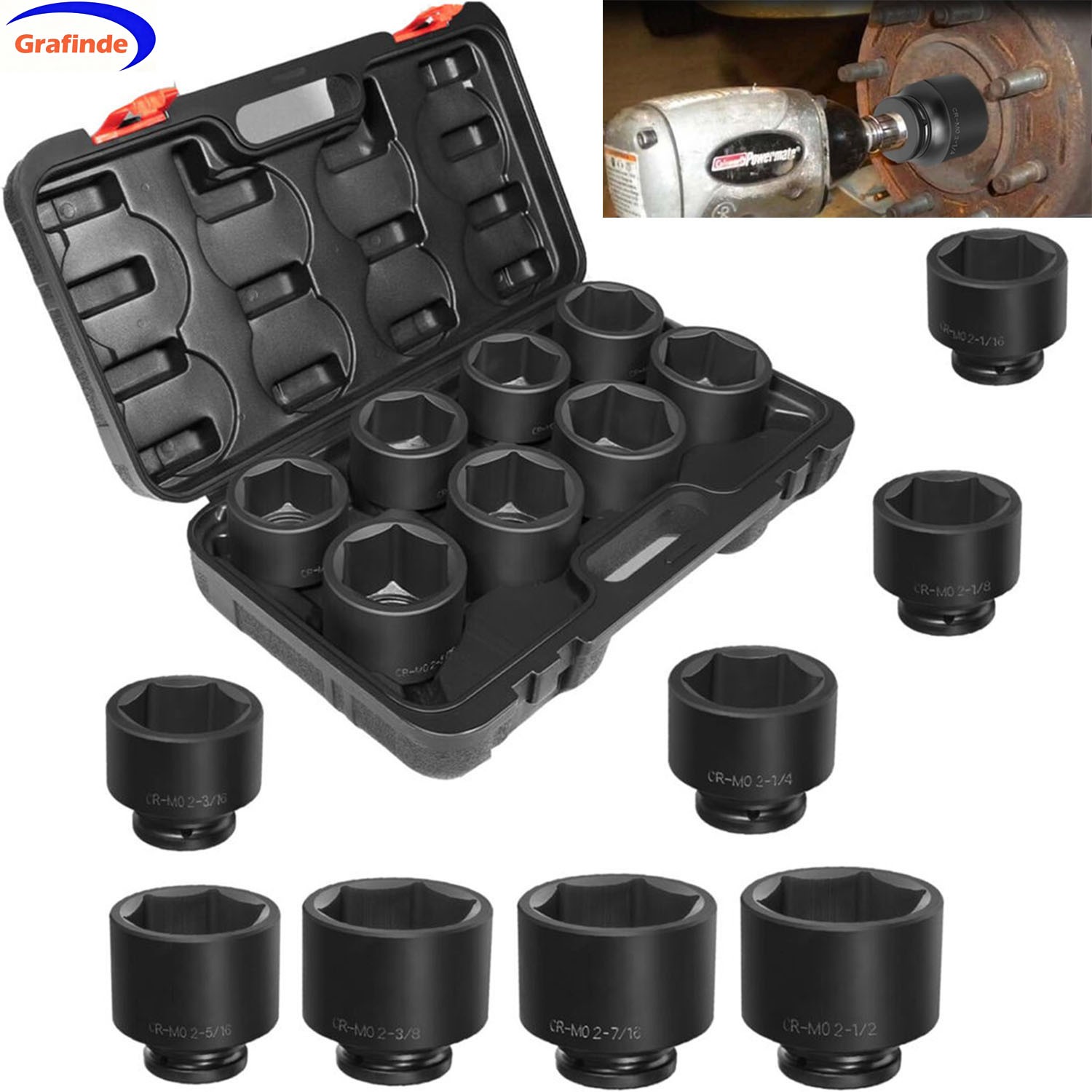 3/4» Drive Spindle Axle Nut Impact Large Socket Kit Fits for Wheel Hub Removal