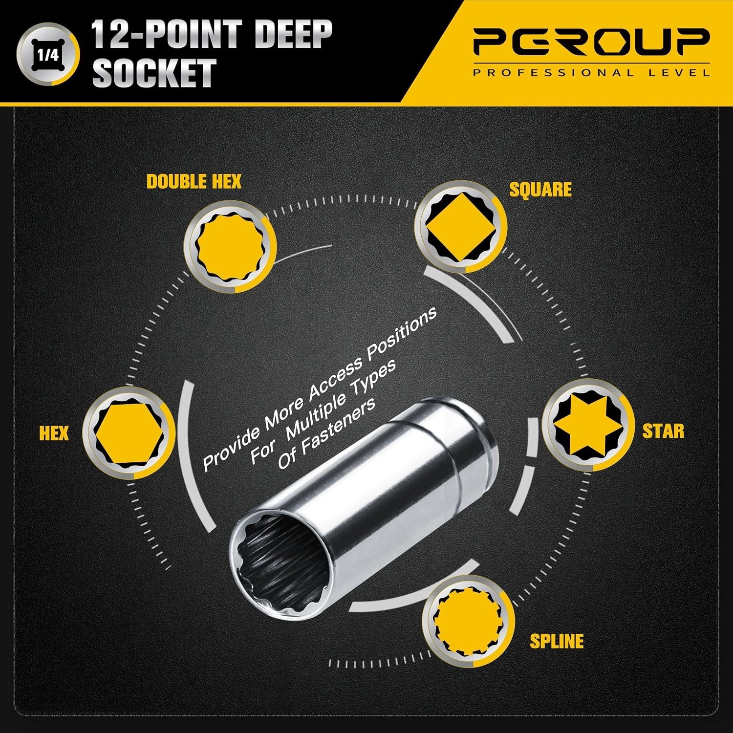 1/4 Inch Drive Socket Set – 8 Piece Metric 12-Point Deep Socket Set 6mm, 7mm,…