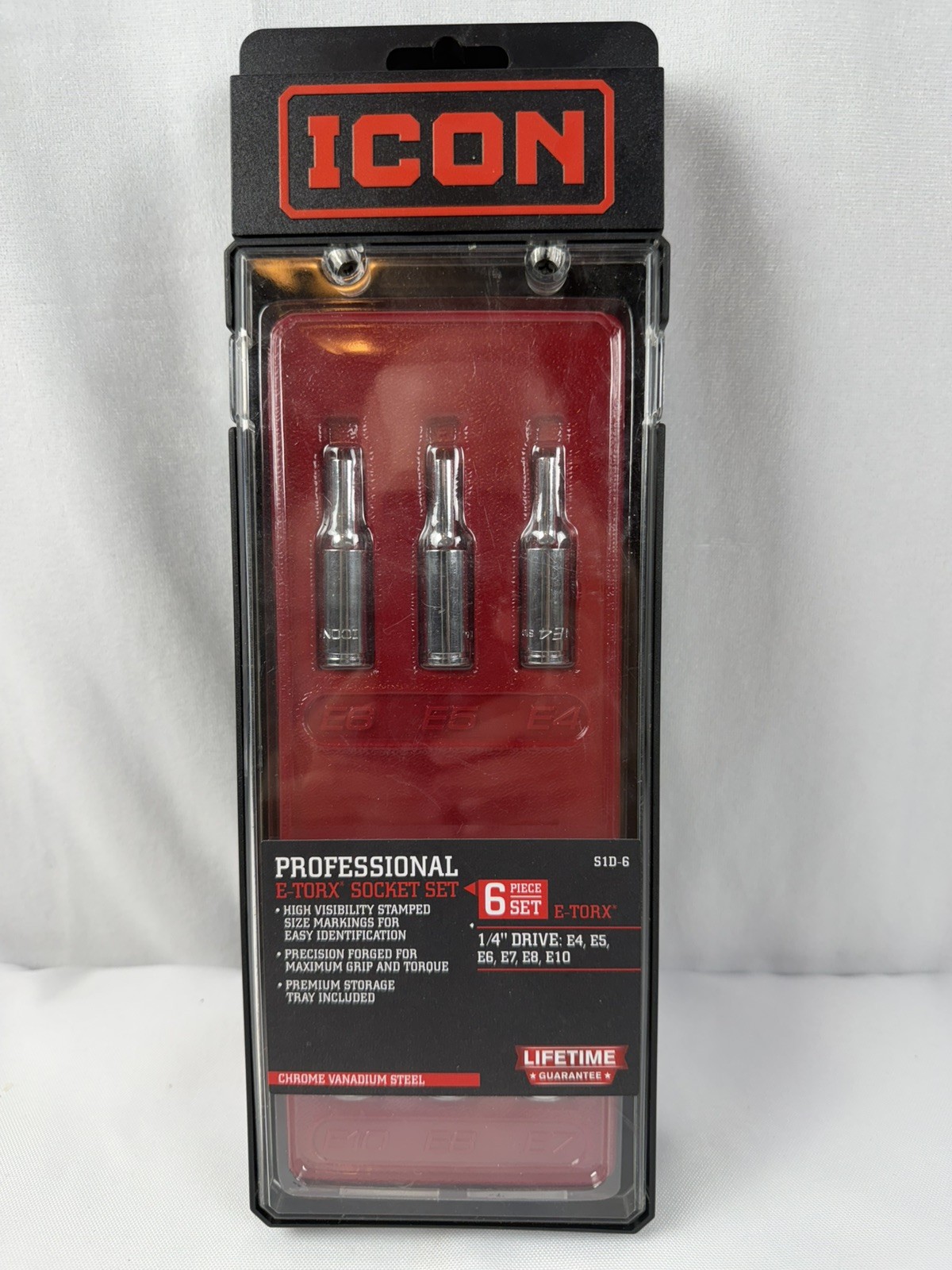 Icon Professional (S1D-6) 6 Piece E-Torx 1/4” Drive Metric Socket Set 56343 NEW