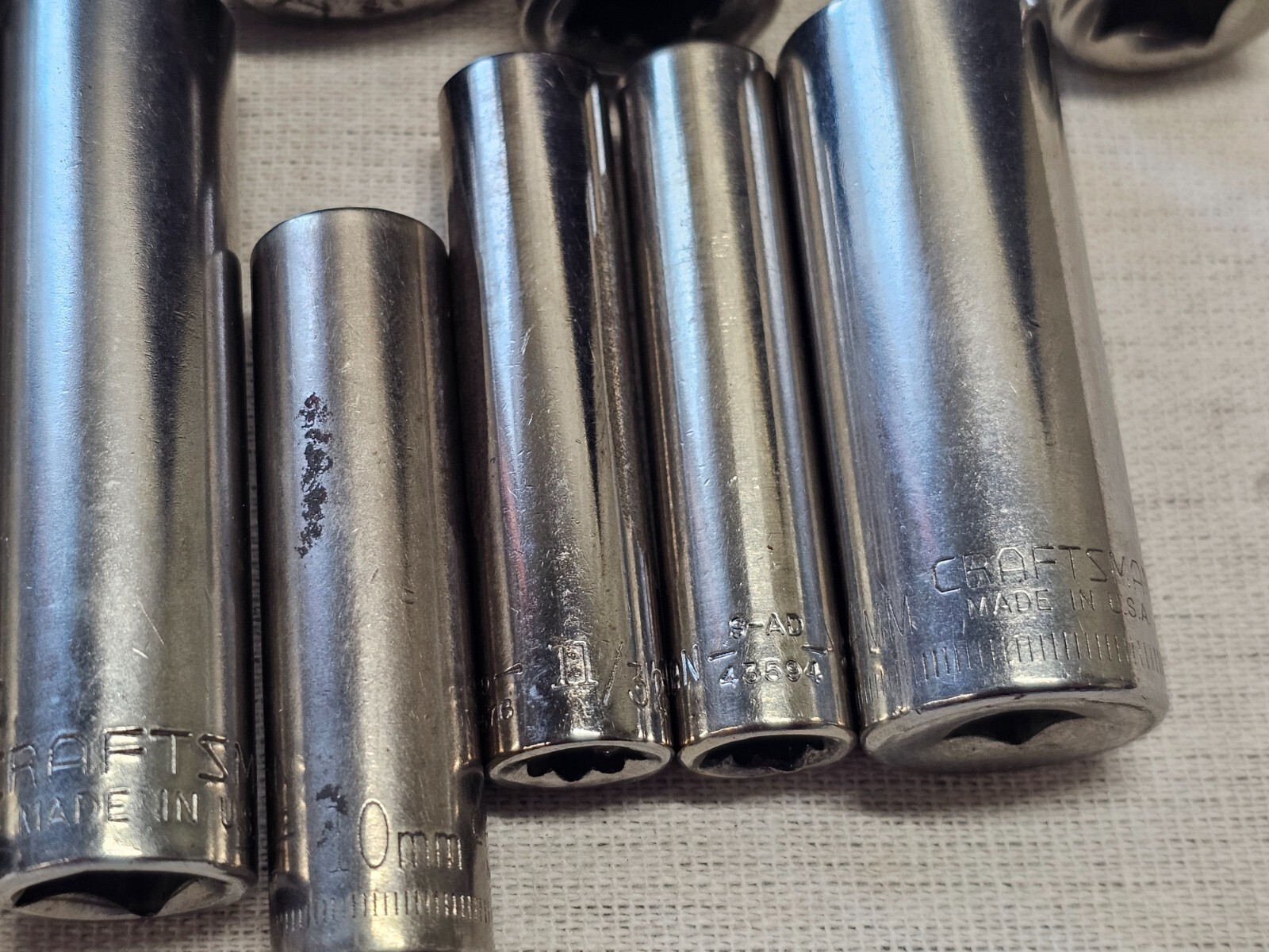 15 Craftsman Deep Well Sae Metric Socket Set 1/4 3/8 Drive 10 14 16mm 5/8 V G G1