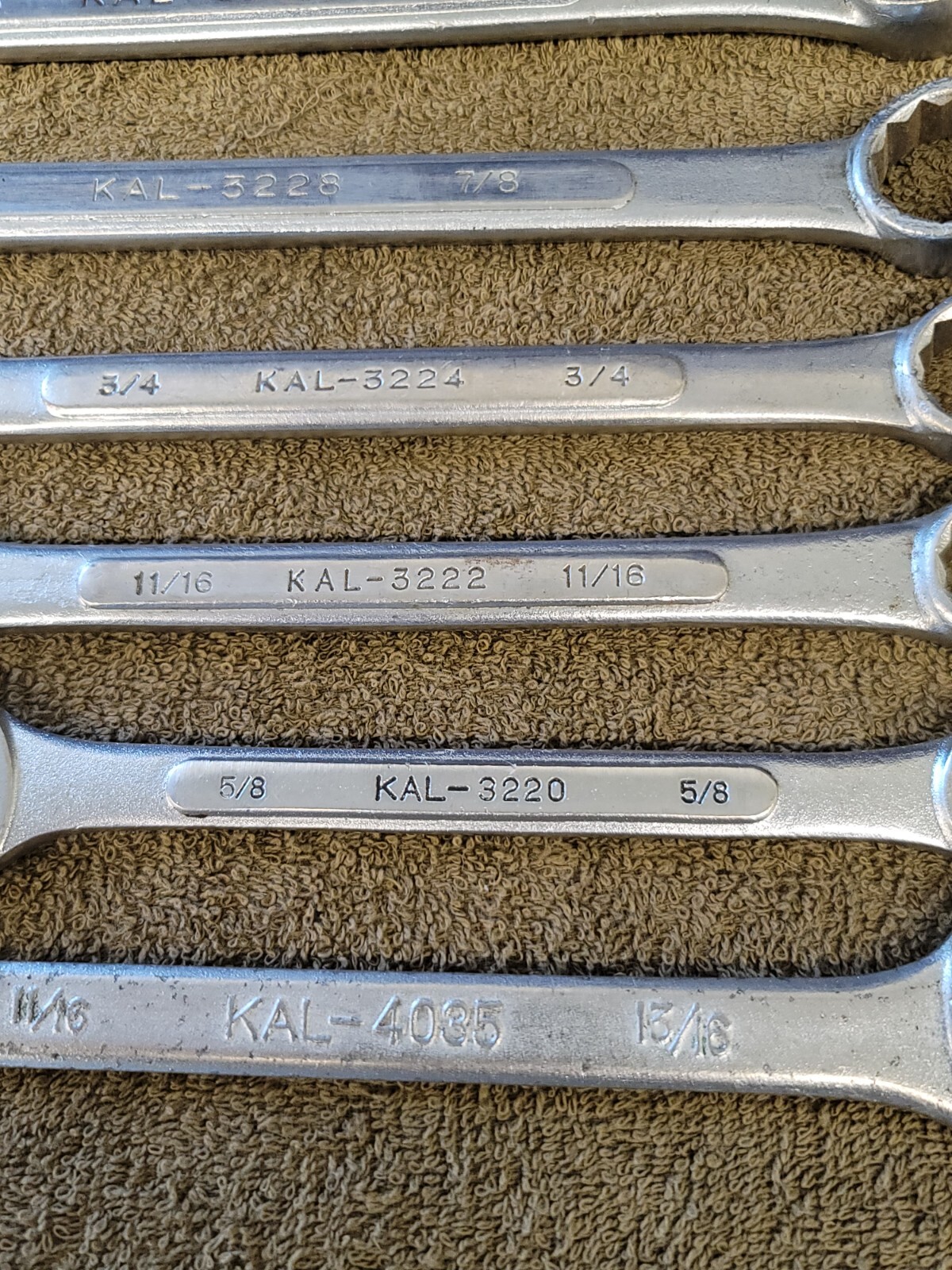 16 KAL Sae Combination Wrench Set 1-1/2 1-1/8 1″ 15/16 7/8 3/4 11/16 5/8 1/2 USA