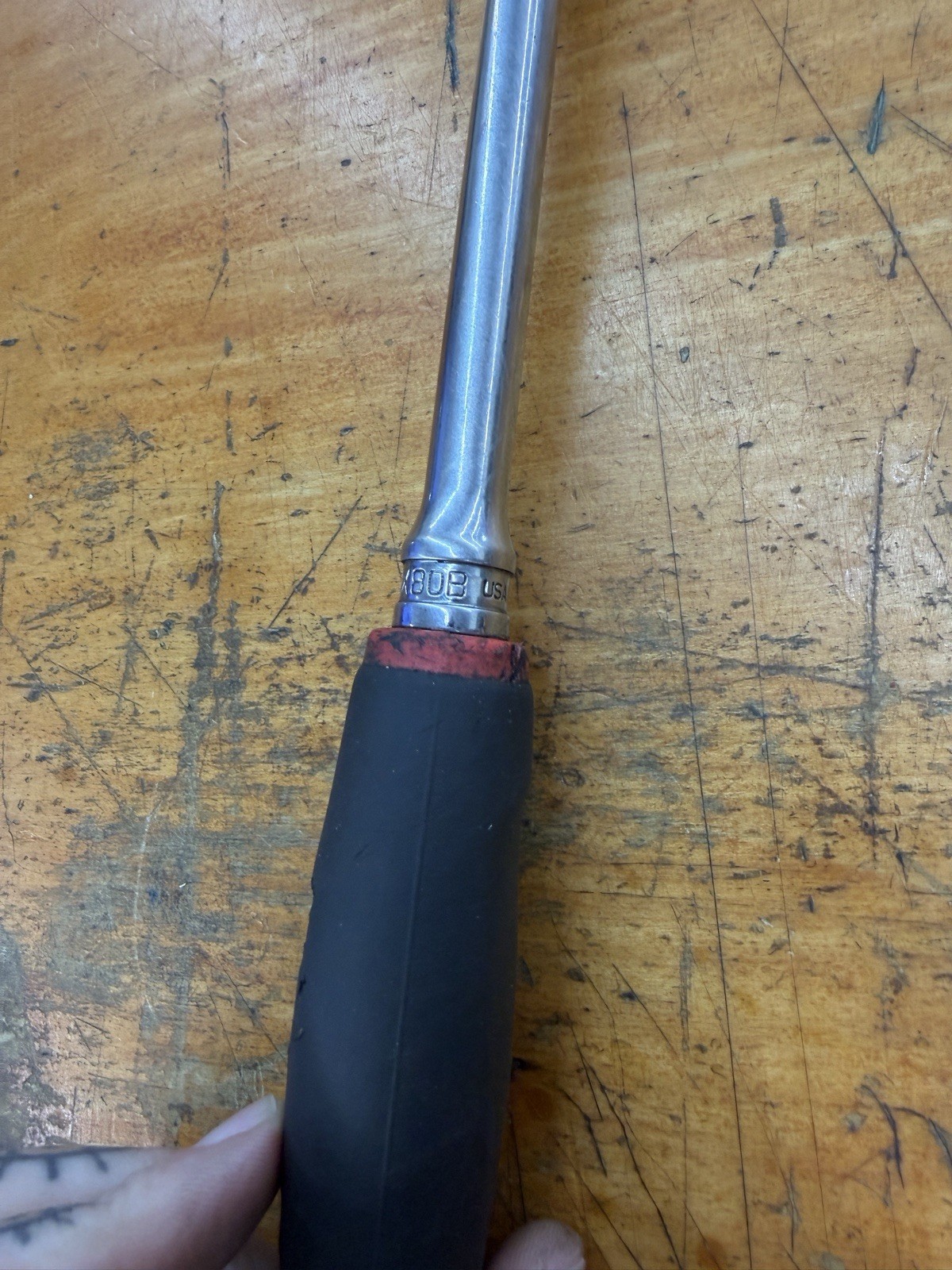 Snap-On Tools FHLX80B 3/8 Dr Soft Grip Long Locking Head Ratchet RED