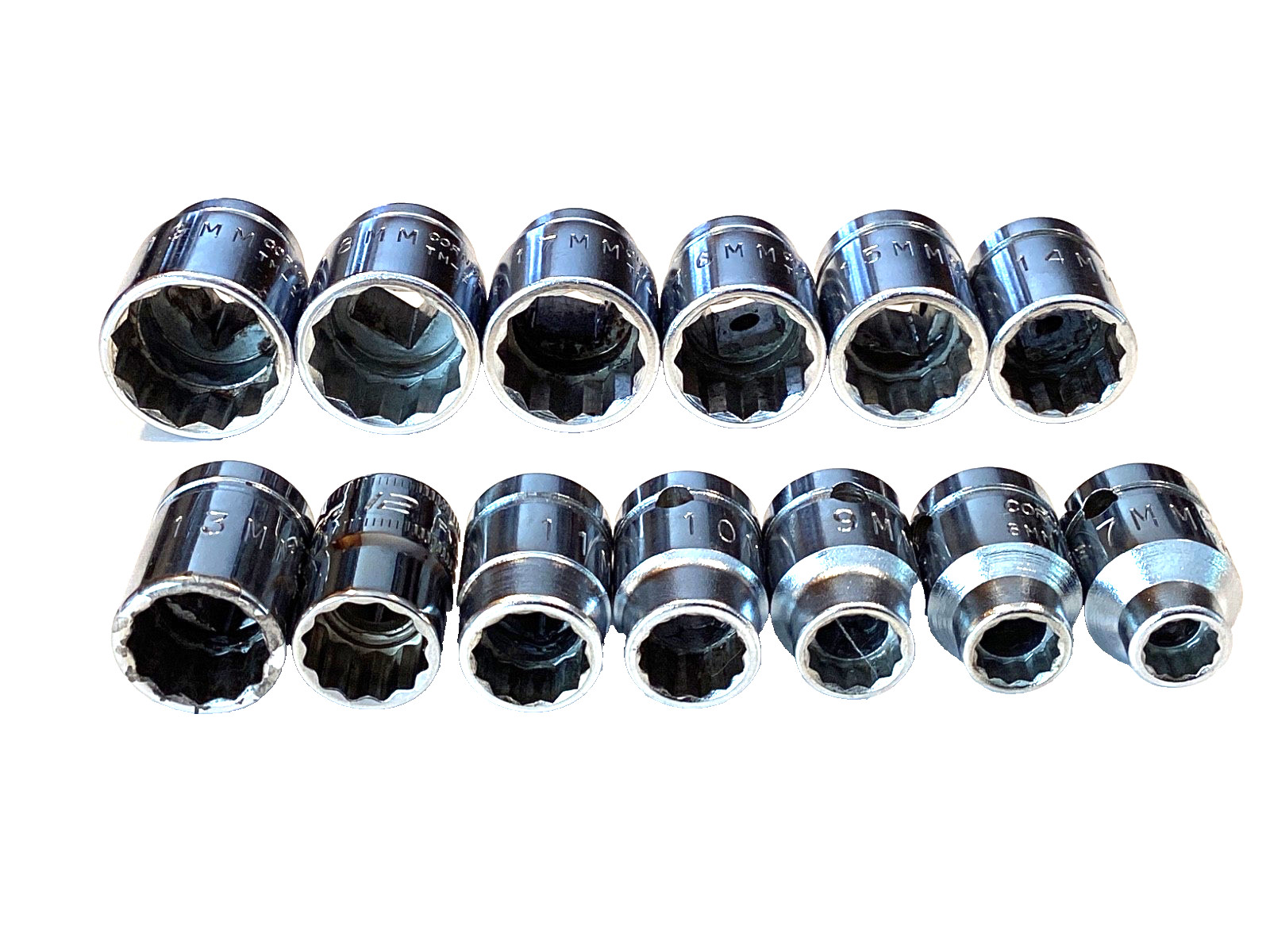 Snap On And Cornwell 13 Piece 3/8” Drive 12 POINT Metric Shallow Socket Set USA