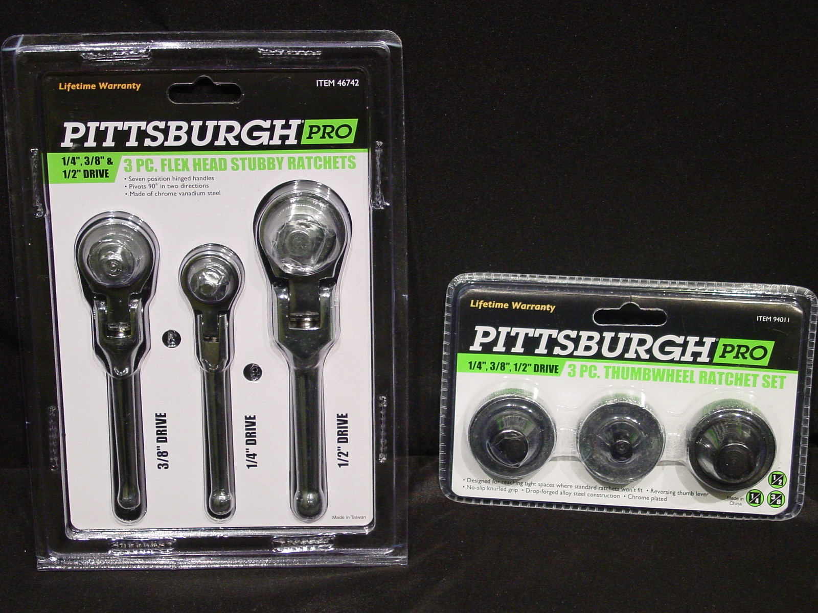 Flex Head Stubby & Thumbwheel Ratchet Set 1/4 3/8 1/2 Wrench Wrenches Tight Spot