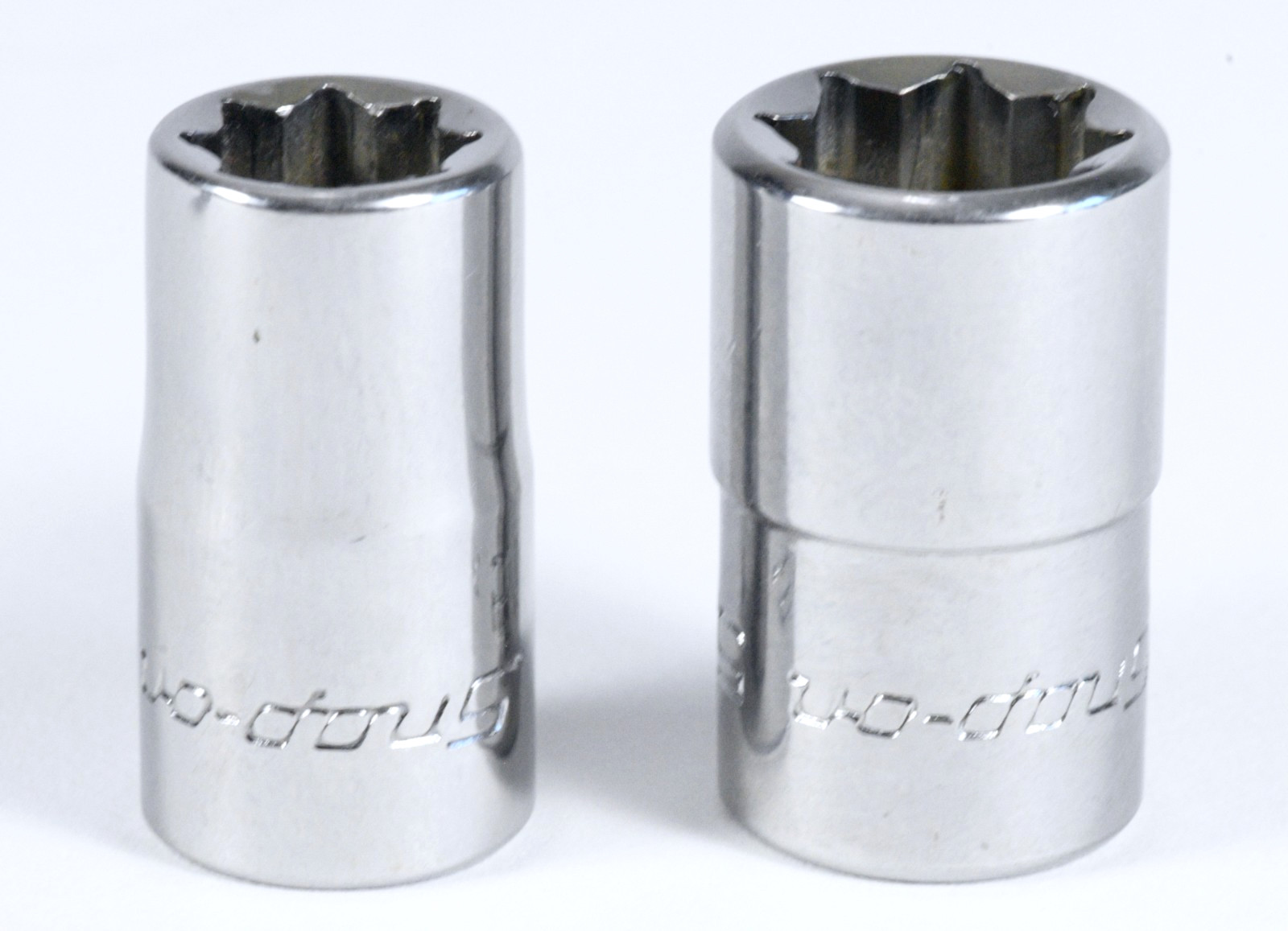 2x Snap-on TM408 TM410 SAE 1/4″Dr 8Pt 1/4″ 5/16″ Double Square Sockets NOS