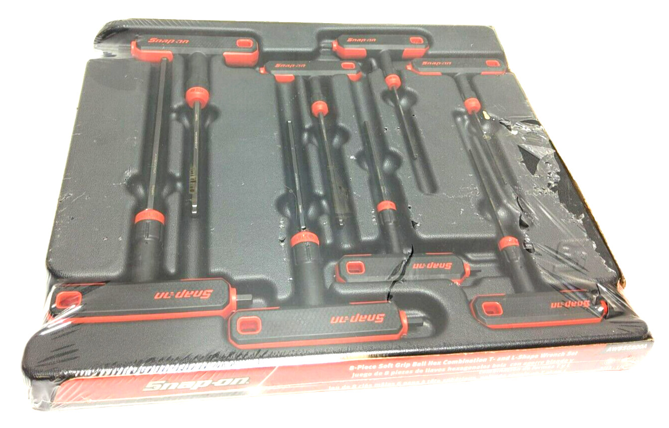 New Snap-on™ 3/32″ – 1/4″ 8pc T- L-Shape End Allen Hex Driver Key Set AWSG800A