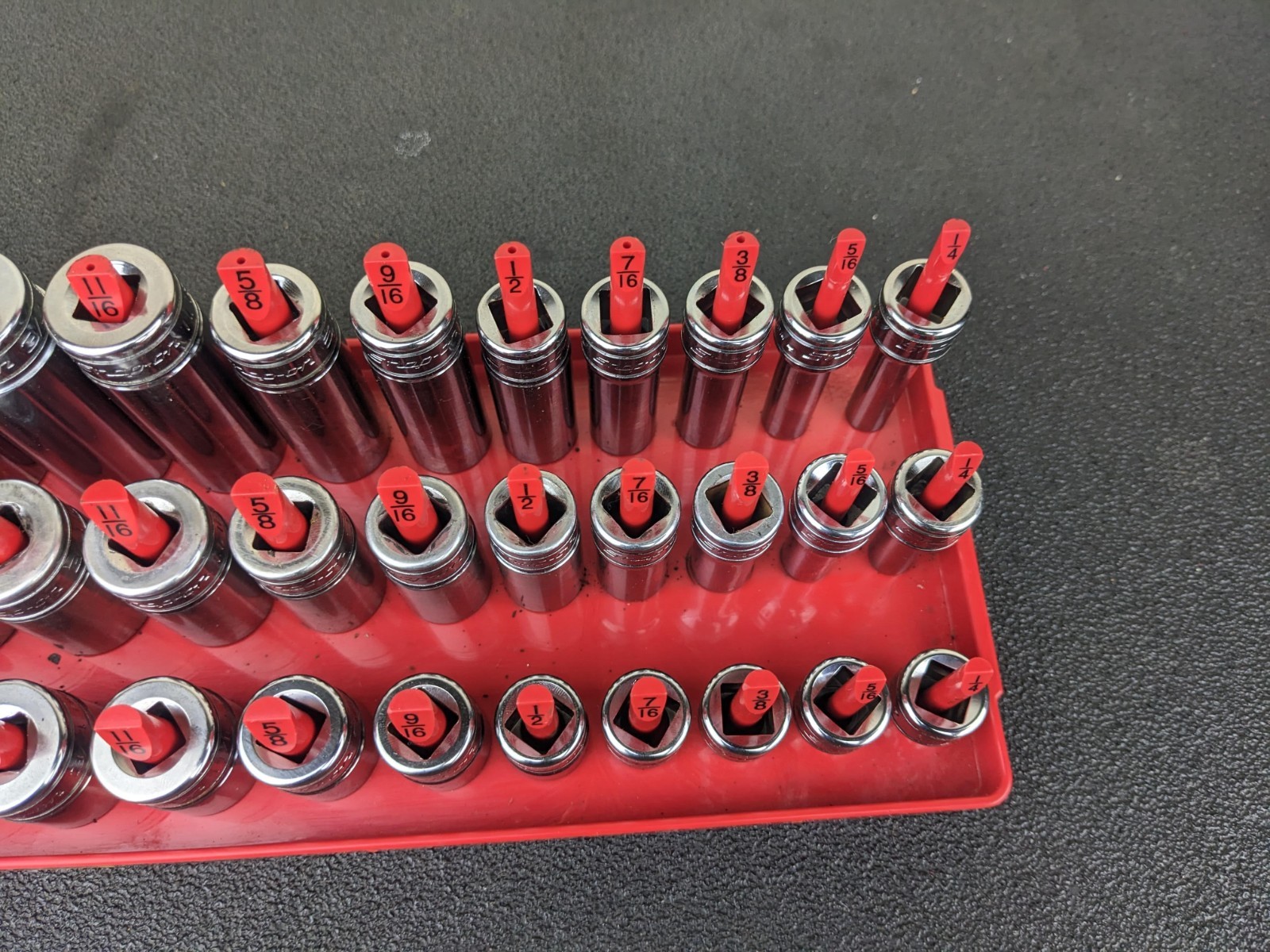 #bo723 Snap On USA 39pc 3/8″ Drive SAE 6 Point Shallow Semi Deep MASTER SET
