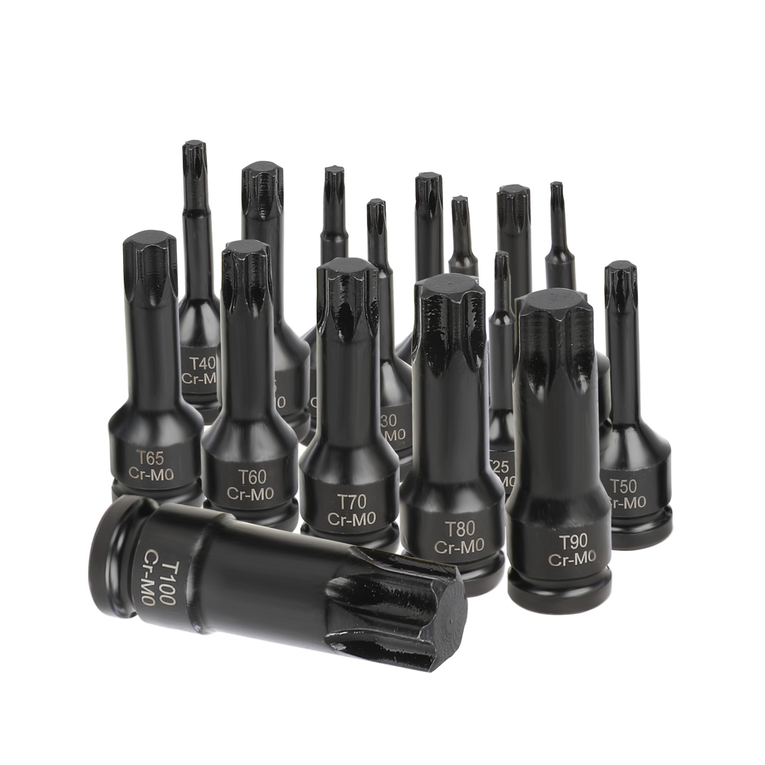 Impact Torx Bit Socket Set 10Pcs / 16Pcs 1/2″ Drive T20-T80 6-Point Star Bits